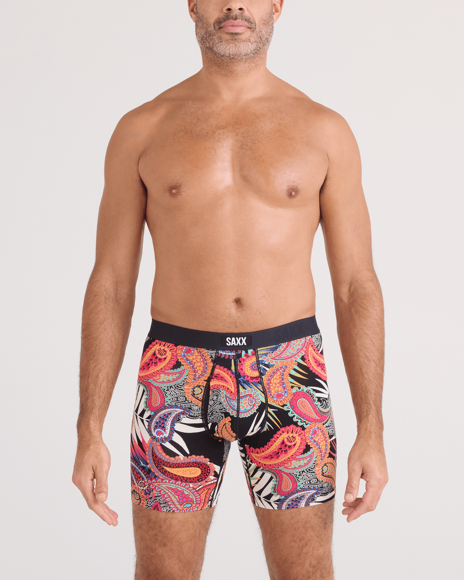 Saxx Underwear Vibe Xtra (2 Pack) Soft Comfort Boxer Brief 6" - Jungle Paisley / Black