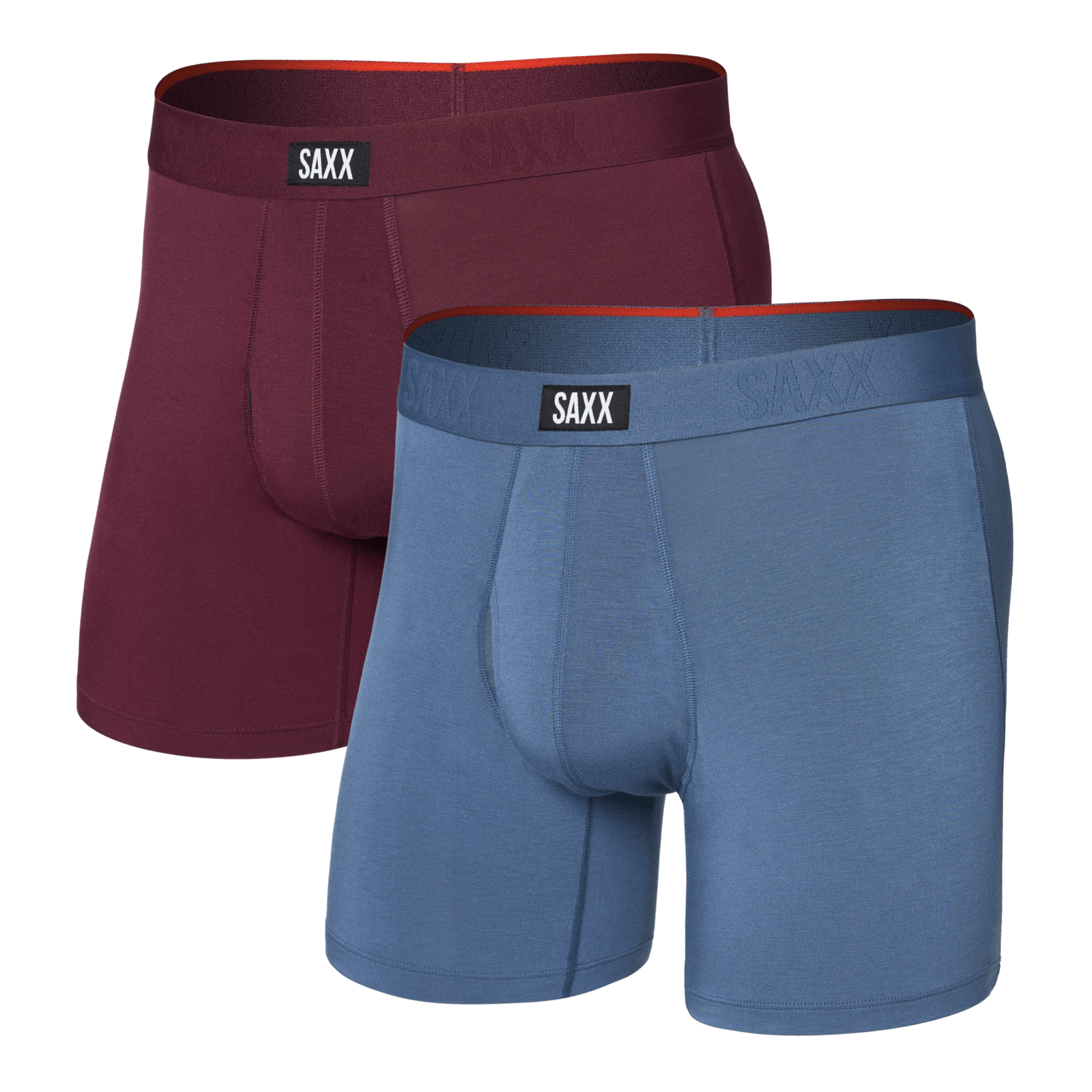 Saxx Vibe Xtra 2-Pack Soft Comfort Boxer Brief 6" – Maroon, Washed Indigo