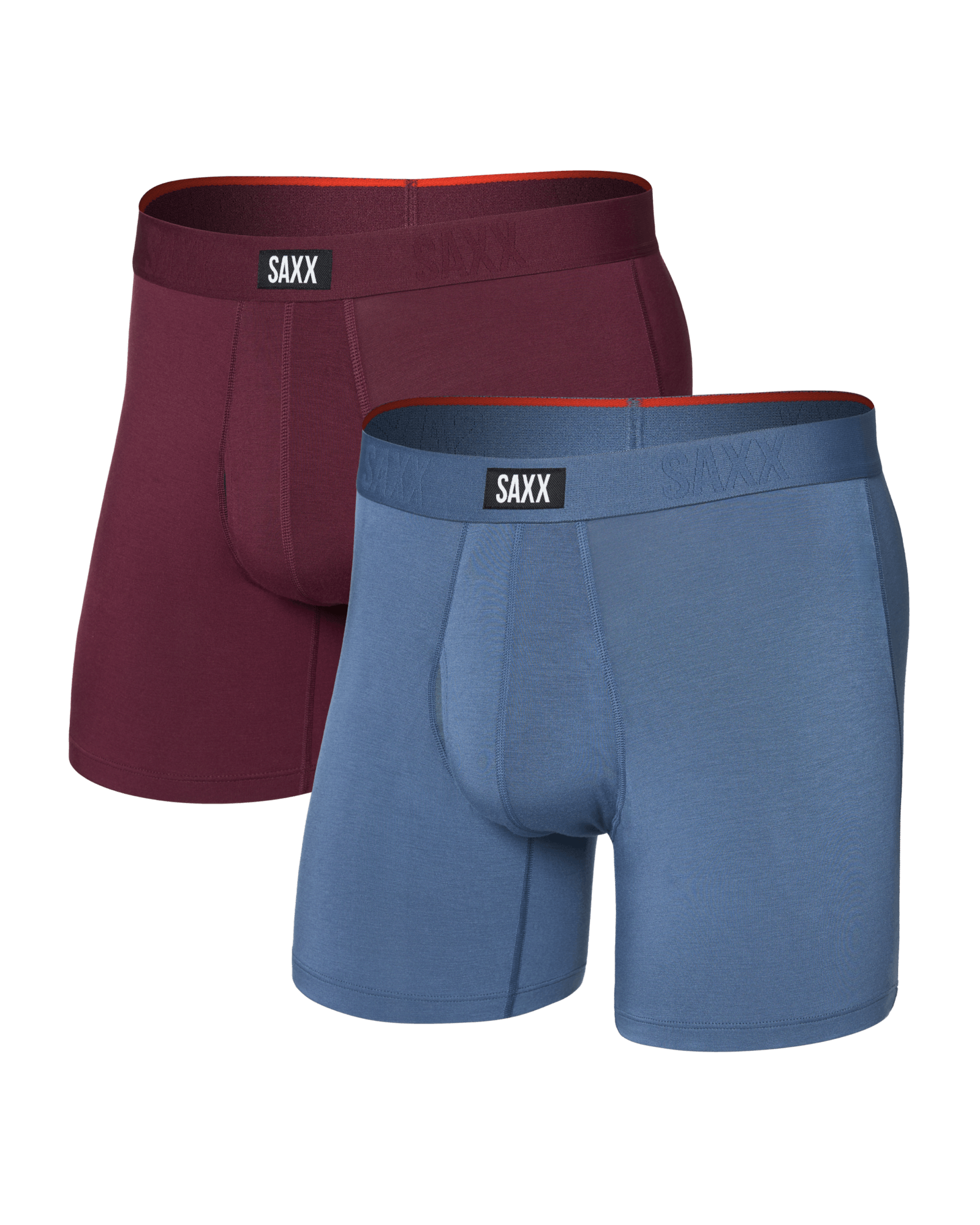 Saxx Vibe Xtra 2-Pack Soft Comfort Boxer Brief 6" – Maroon, Washed Indigo