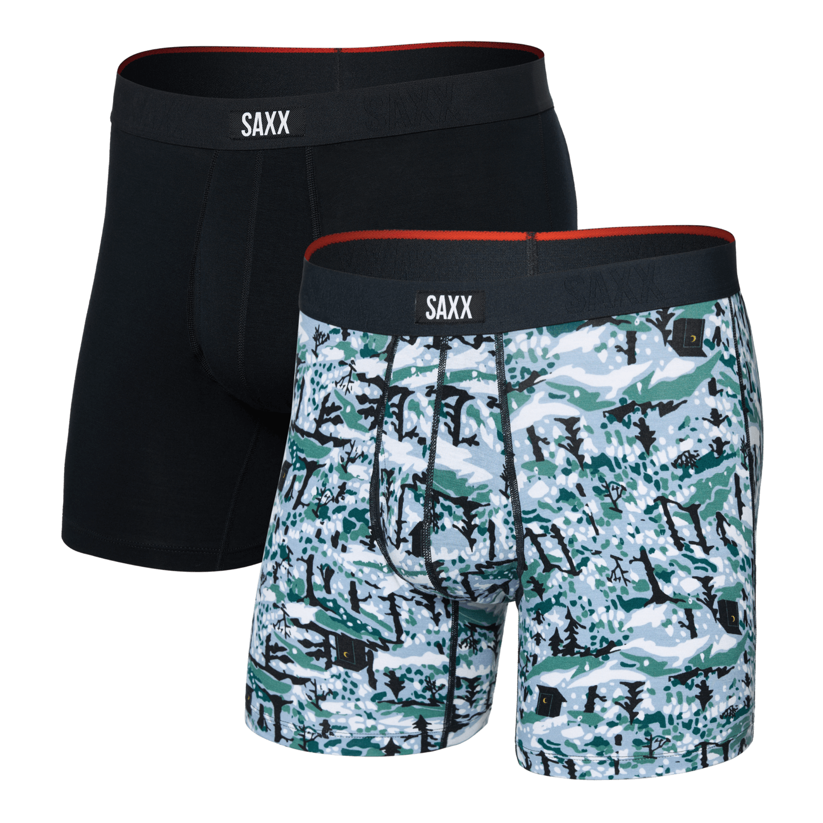 Saxx Vibe Xtra 2-Pack Soft Comfort Boxer Brief 6" – Snow Shadow/Black