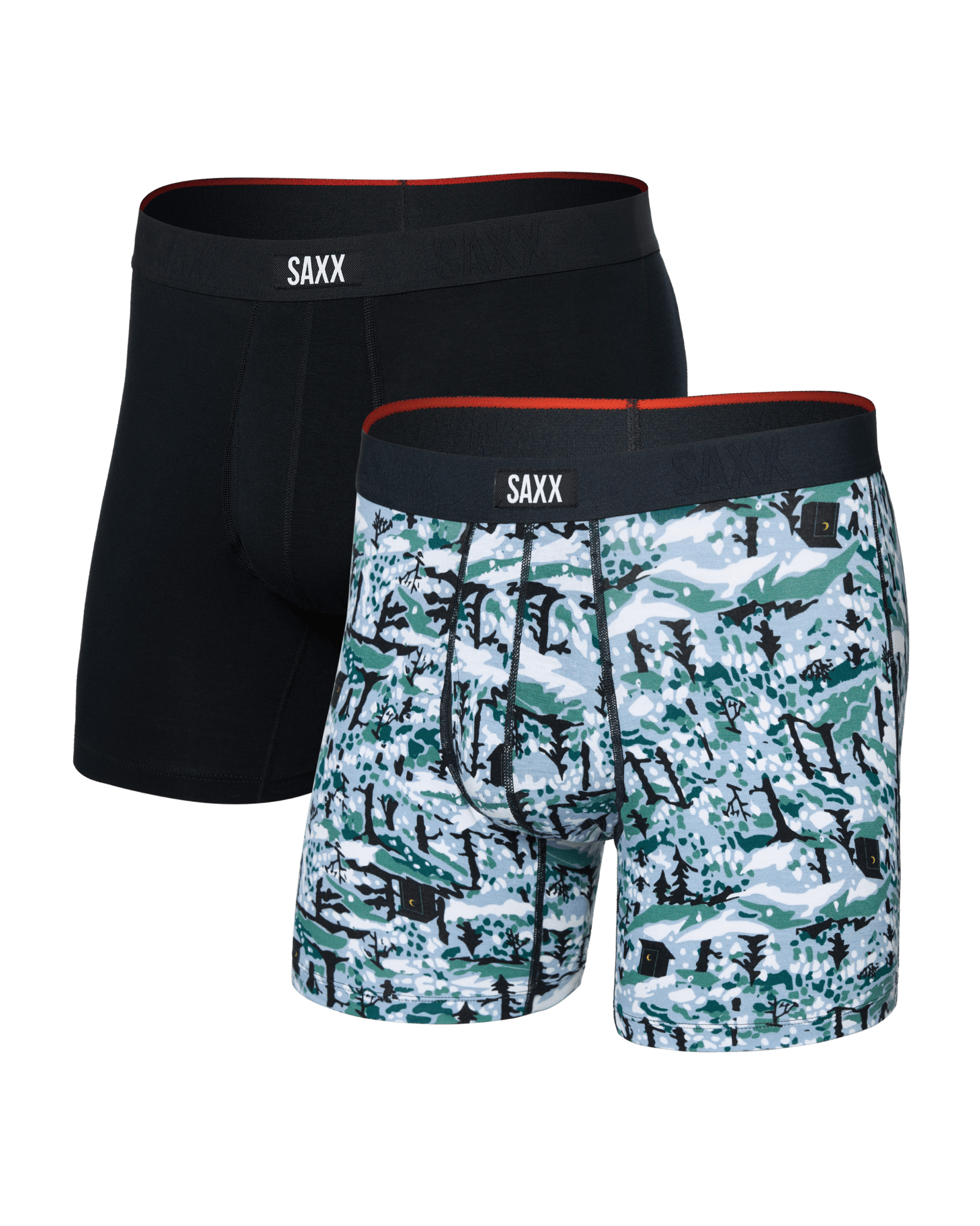 Saxx Vibe Xtra 2-Pack Soft Comfort Boxer Brief 6" – Snow Shadow/Black