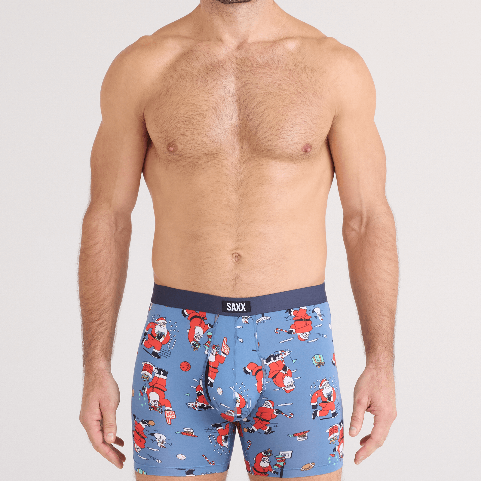SAXX Daytripper 3 Pack Boxer Briefs – Holiday Edition Santathalon / Stripe / Navy