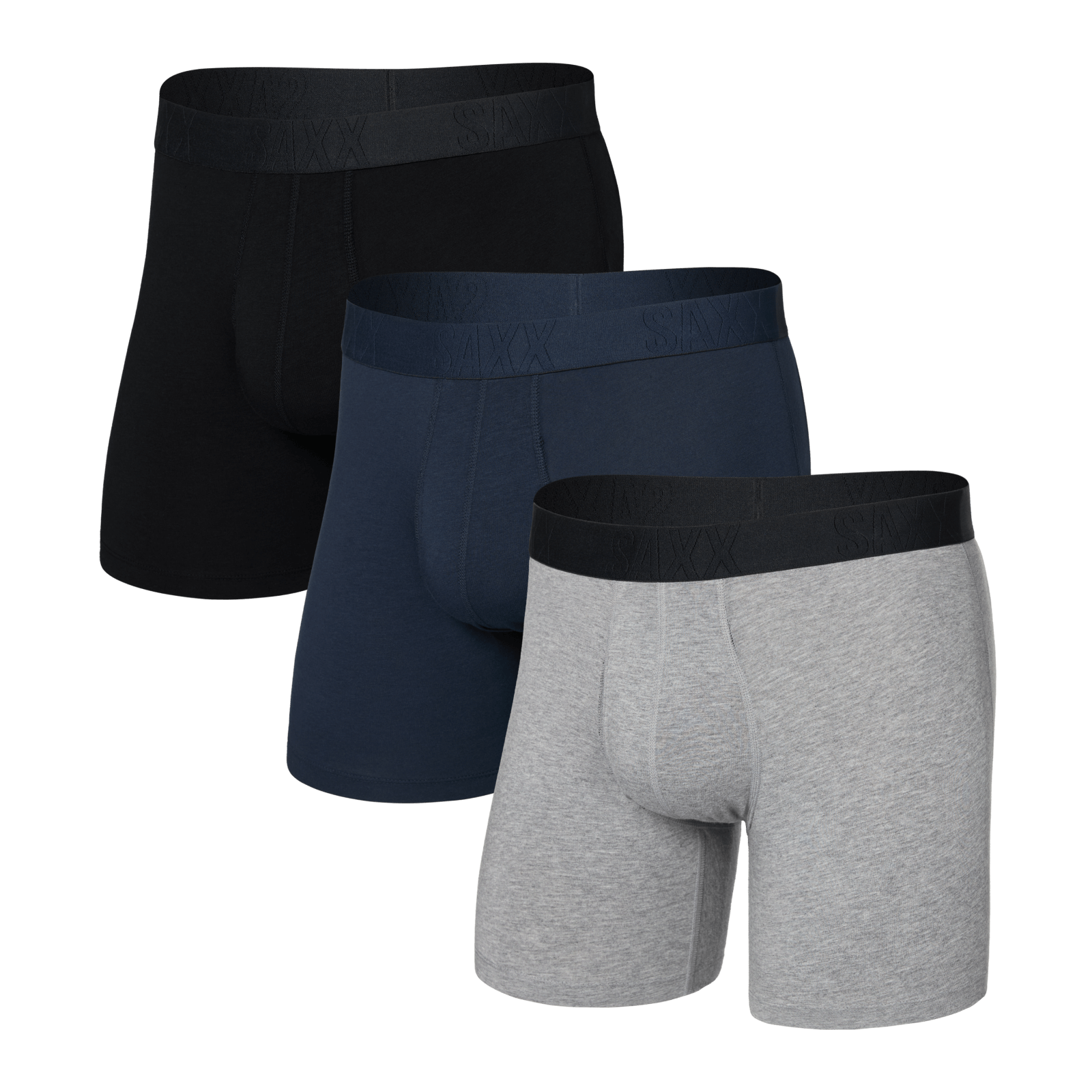 SAXX DropTemp™ Cooling Cotton Boxer Briefs 3-Pack – Grey/Dark Ink/Black