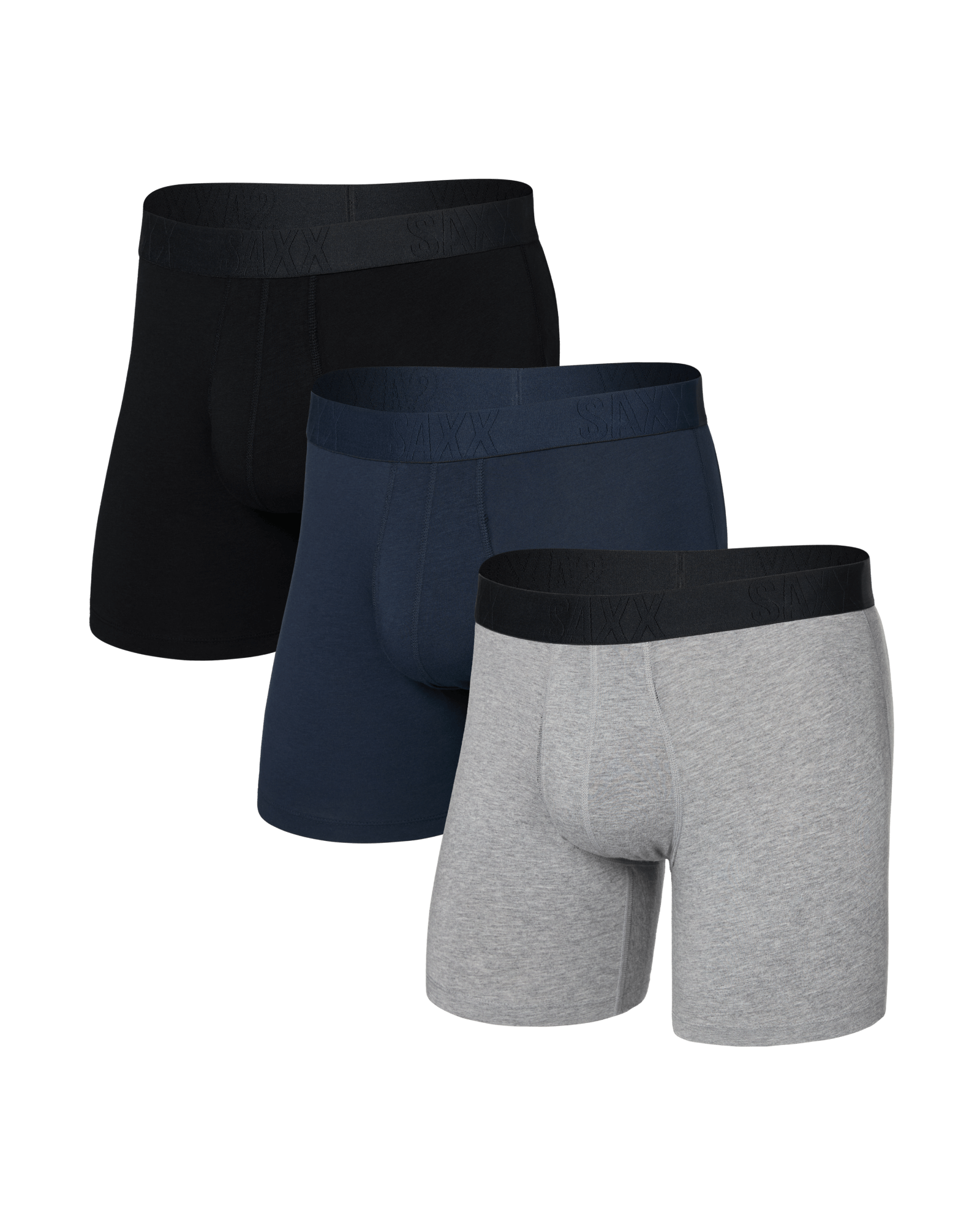 SAXX DropTemp™ Cooling Cotton Boxer Briefs 3-Pack – Grey/Dark Ink/Black