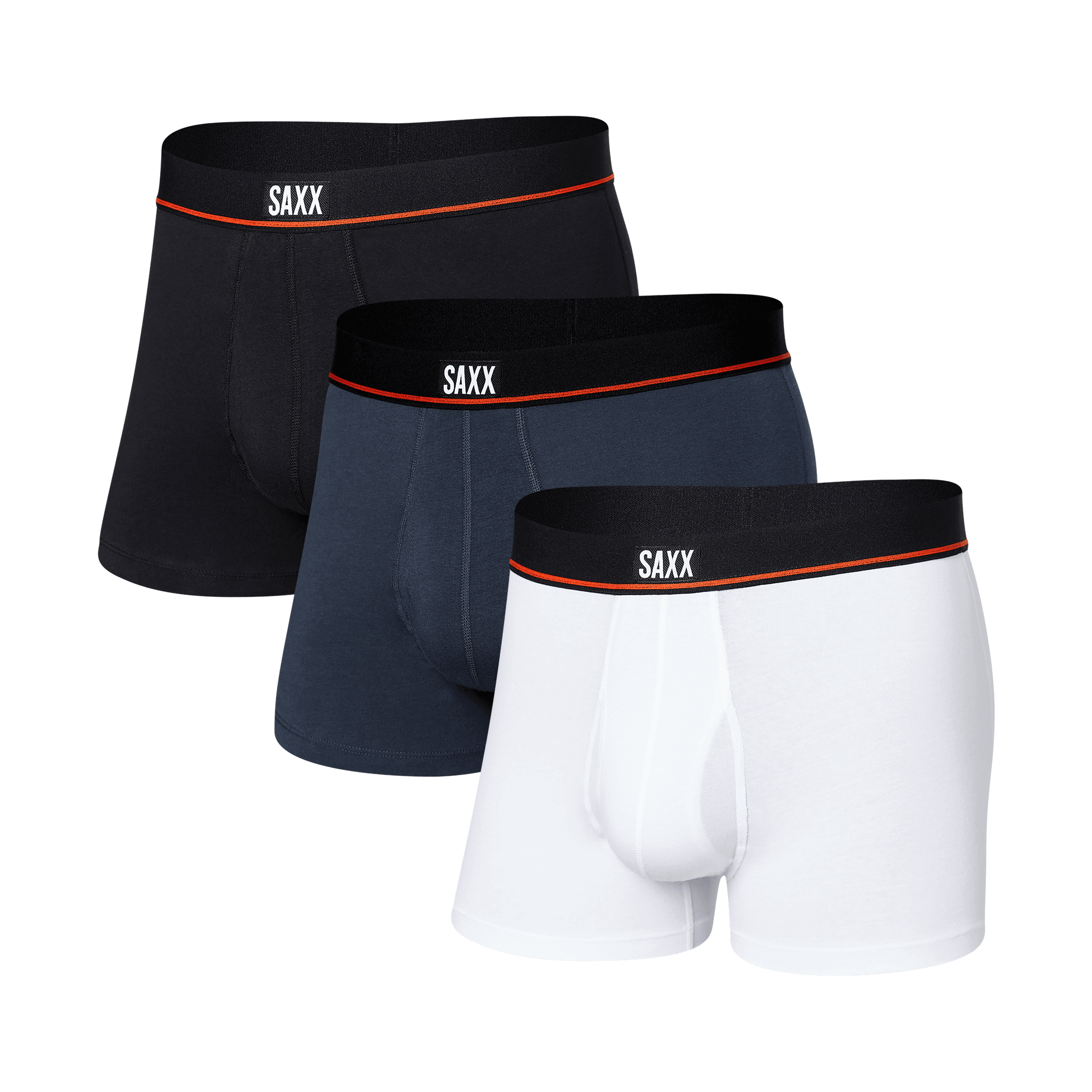 Saxx Underwear Non Stop Stretch Cotton 3 Pack Trunks - Black/Navy/White
