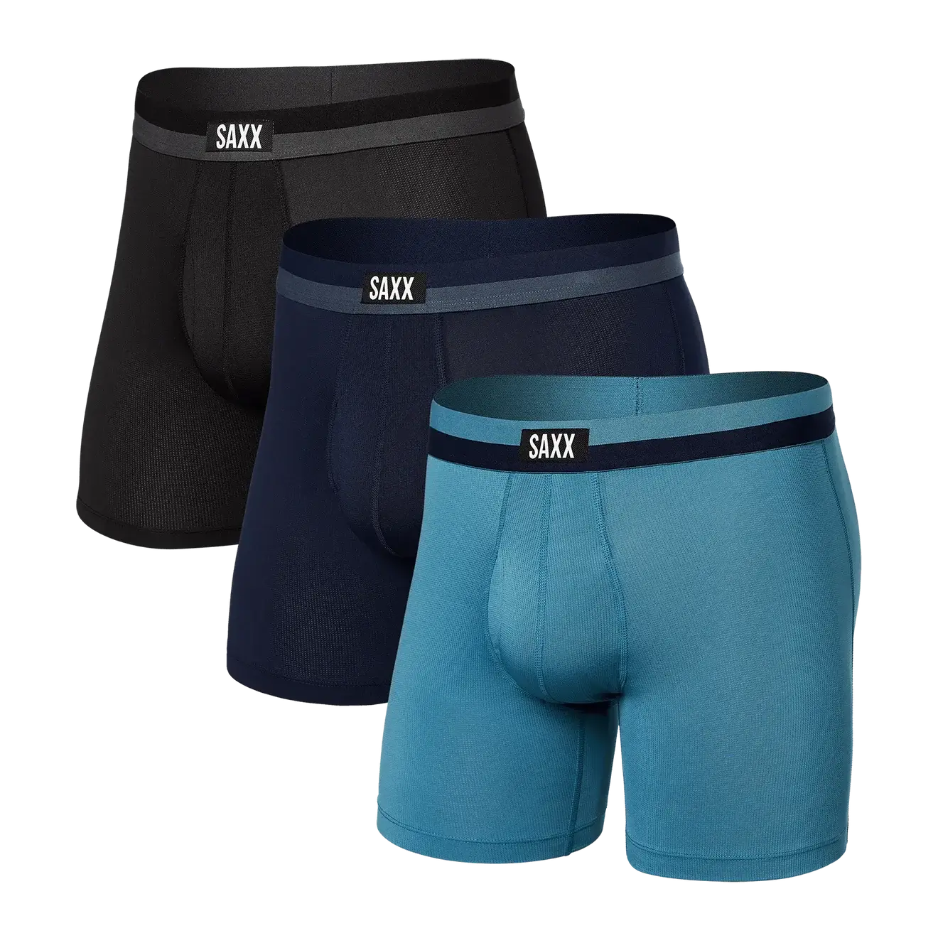 Saxx Underwear Sport Mesh 3 Pack Boxer Briefs 5" - Hydro / Maritime / Black