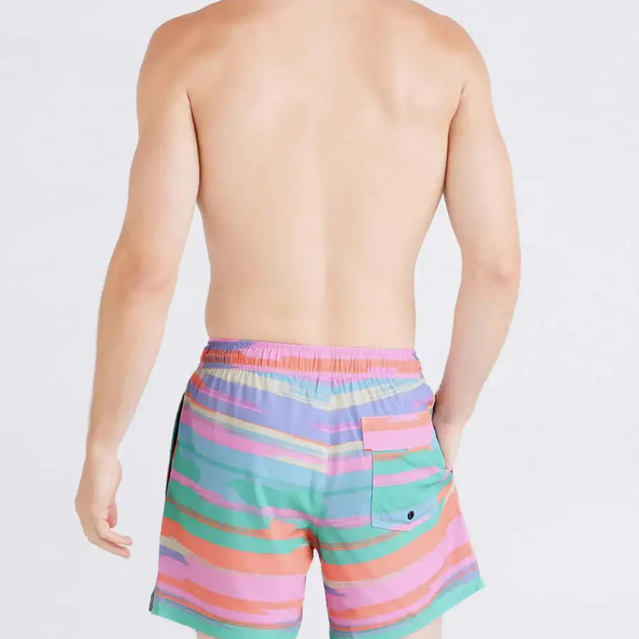 Saxx Oh Buoy 2N1 Stretch Swim Trunk 5" with liner - Abstract Stripe-Multi