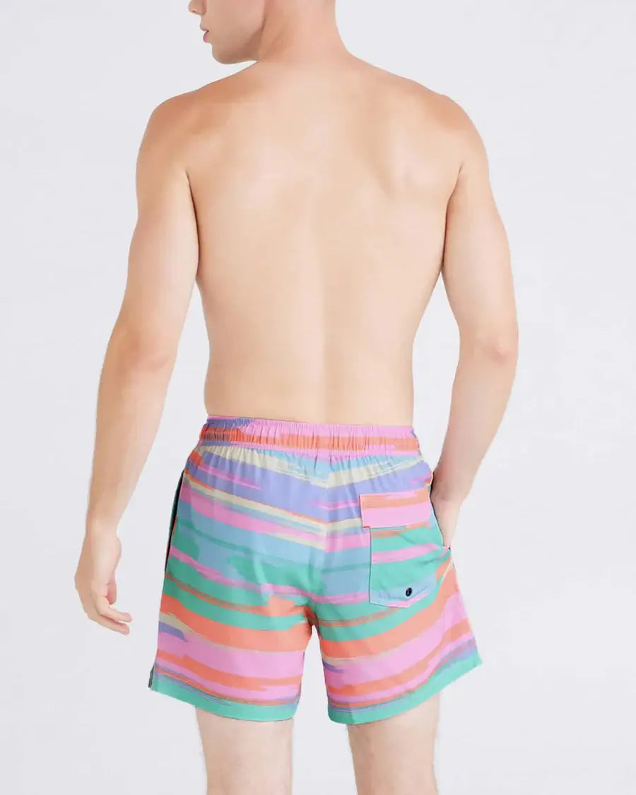Saxx Oh Buoy 2N1 Stretch Swim Trunk 5" with liner - Abstract Stripe-Multi
