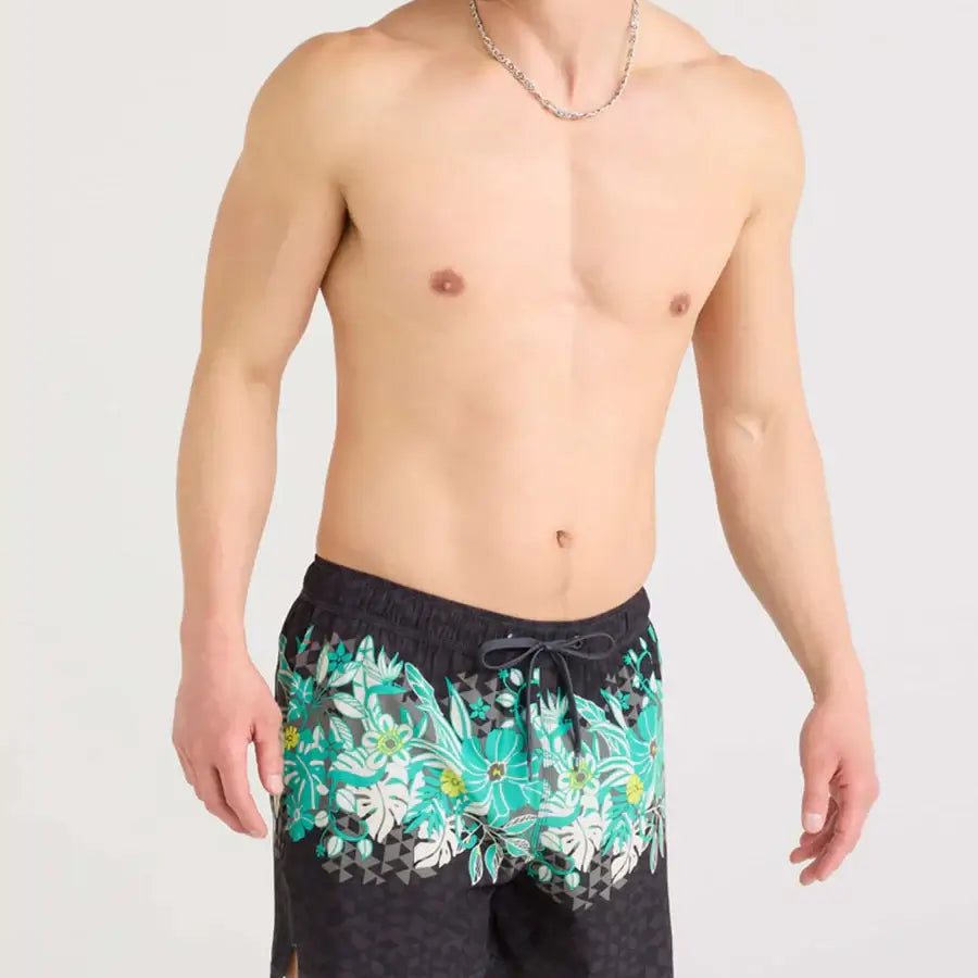 Saxx Oh Buoy 2N1 Stretch Swim Trunk 5" with liner - Diamondhead-Black