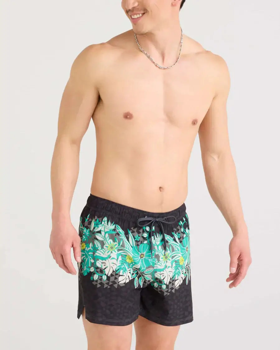 Saxx Oh Buoy 2N1 Stretch Swim Trunk 5" with liner - Diamondhead-Black