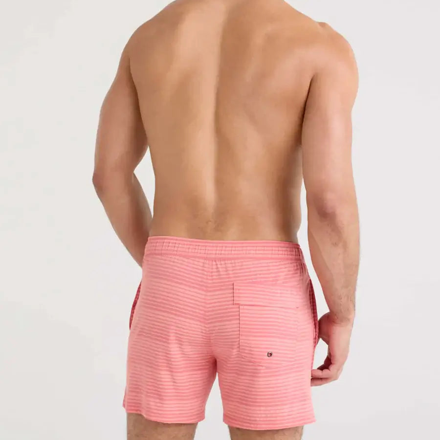 Saxx Oh Buoy 2N1 Stretch Swim Trunk 5" with liner - Hibiscus/Coral Pop Stripe