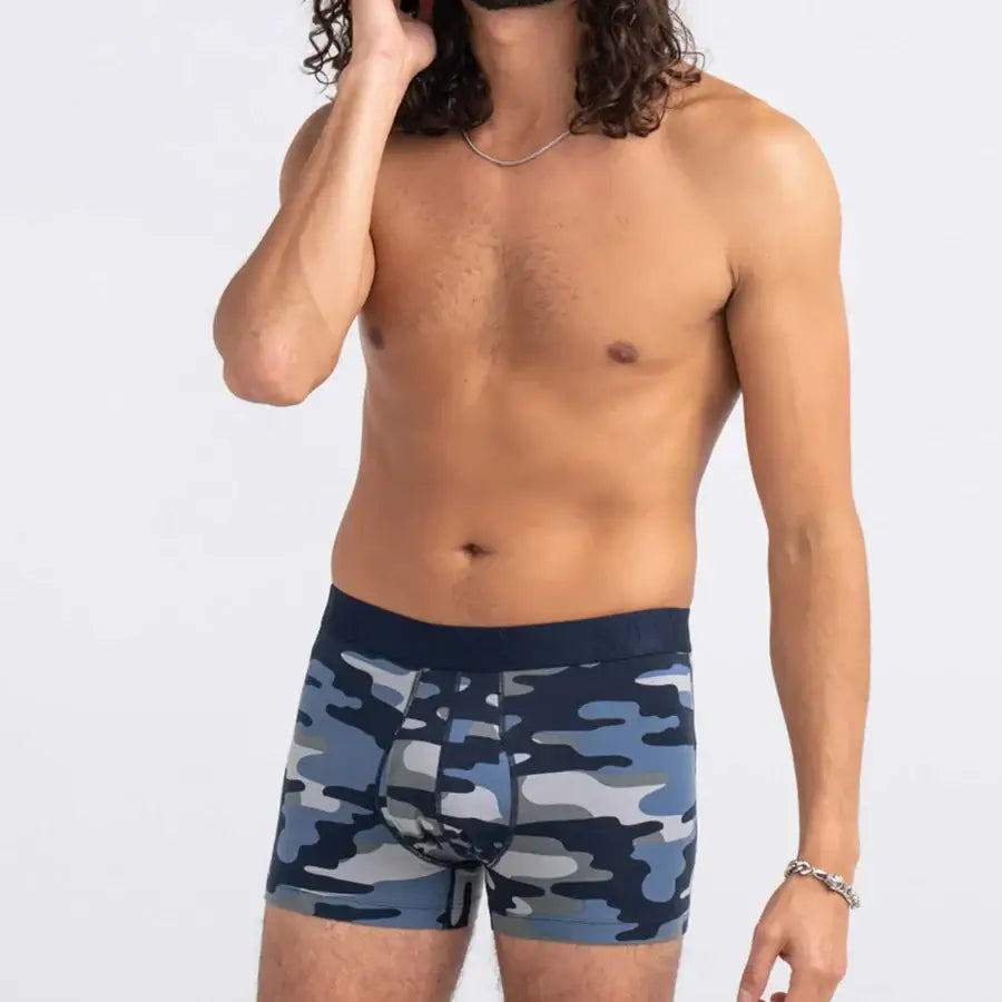 Saxx Underwear DropTemp™ Cooling Cotton 1 Pack Trunks - Tidal Camo, Blue