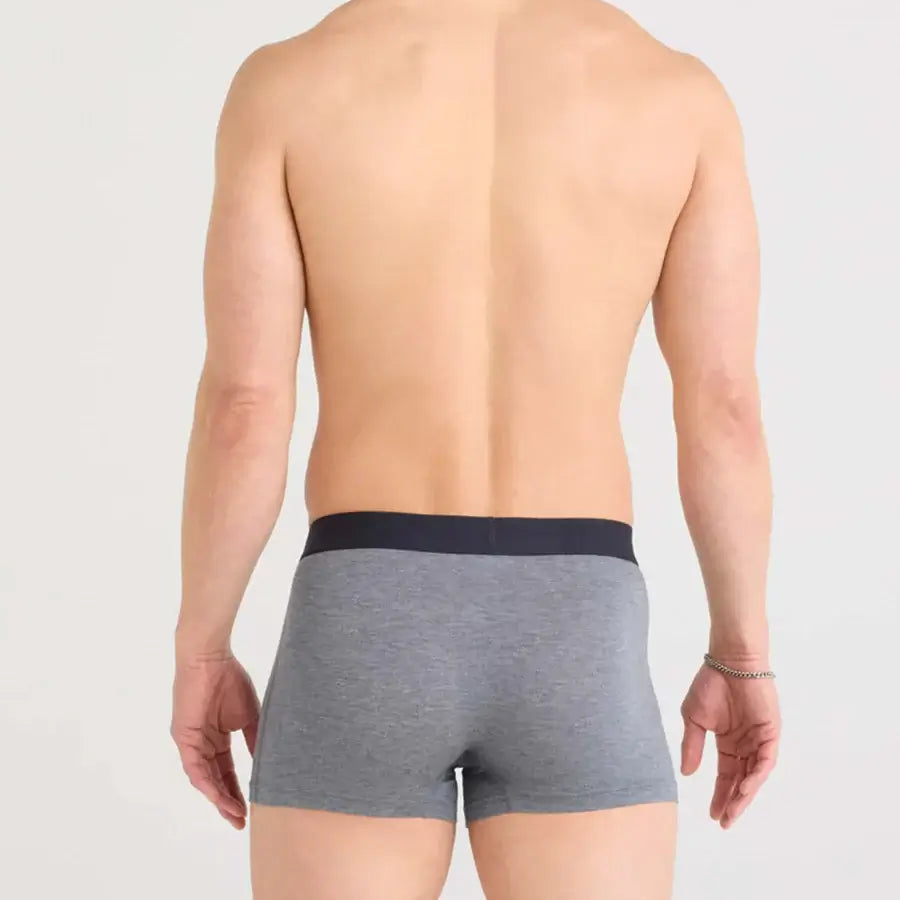 Saxx Underwear Vibe Xtra (2 Pack) Soft Comfort Trunks 3" - Black / Dark Grey Heather