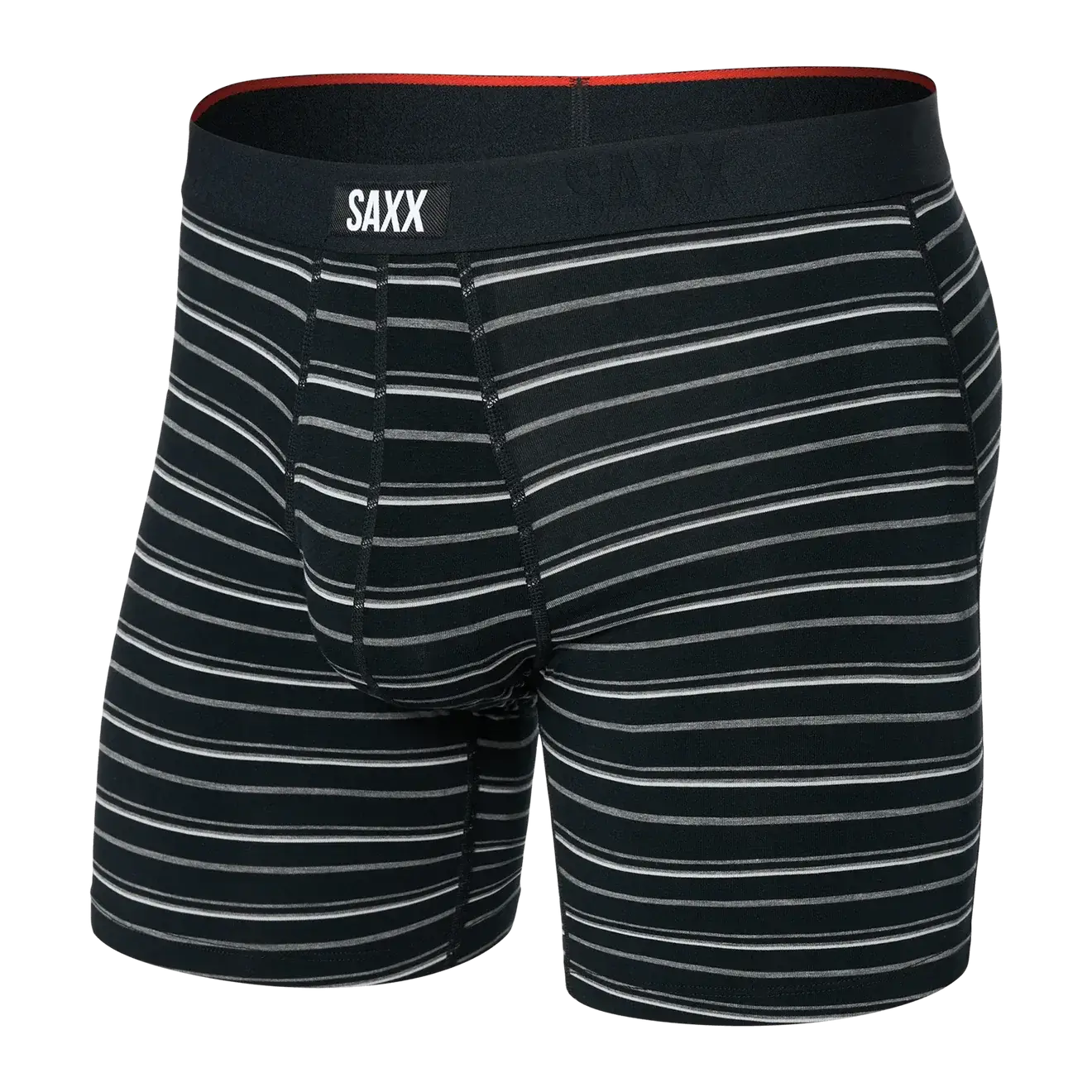 Saxx Underwear Vibe Xtra Soft Comfort Boxer Brief 6" - Black Coast Stripe