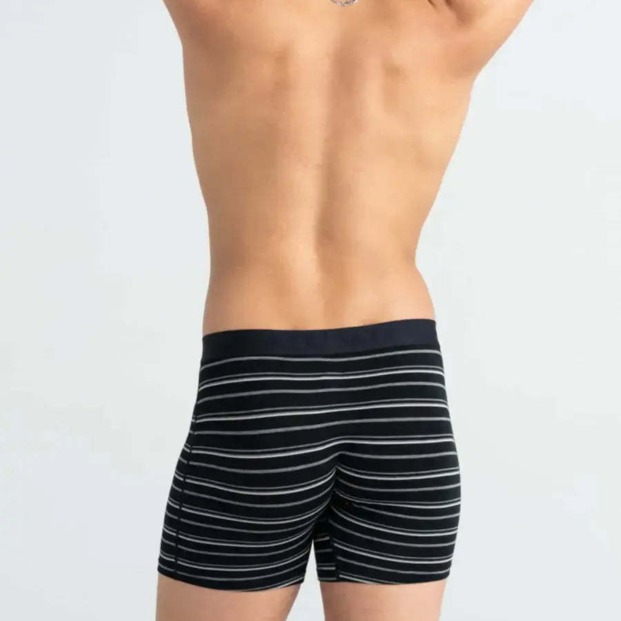 Saxx Underwear Vibe Xtra Soft Comfort Boxer Brief 6" - Black Coast Stripe