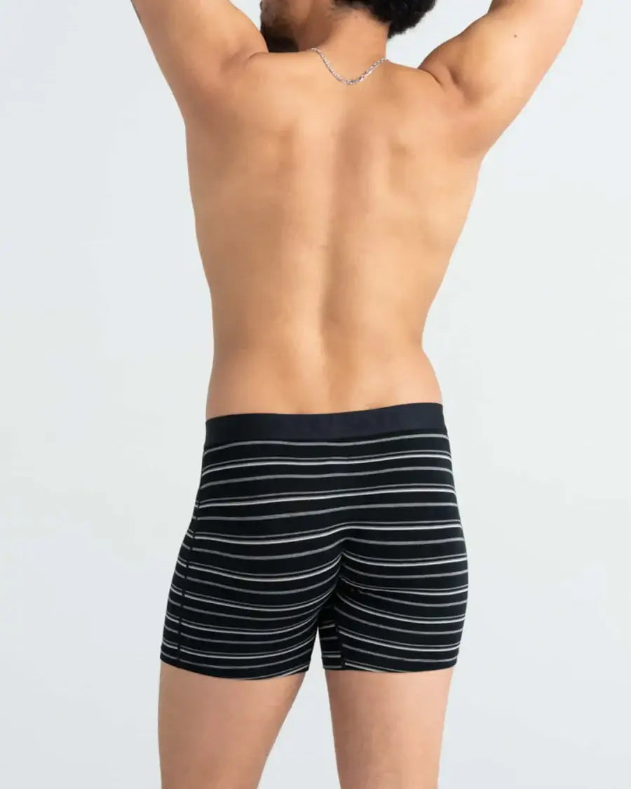 Saxx Underwear Vibe Xtra Soft Comfort Boxer Brief 6" - Black Coast Stripe