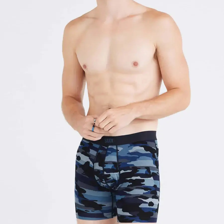 Saxx Underwear Vibe Xtra Soft Comfort Boxer Brief 6" - Cloudbank Camo-Navy
