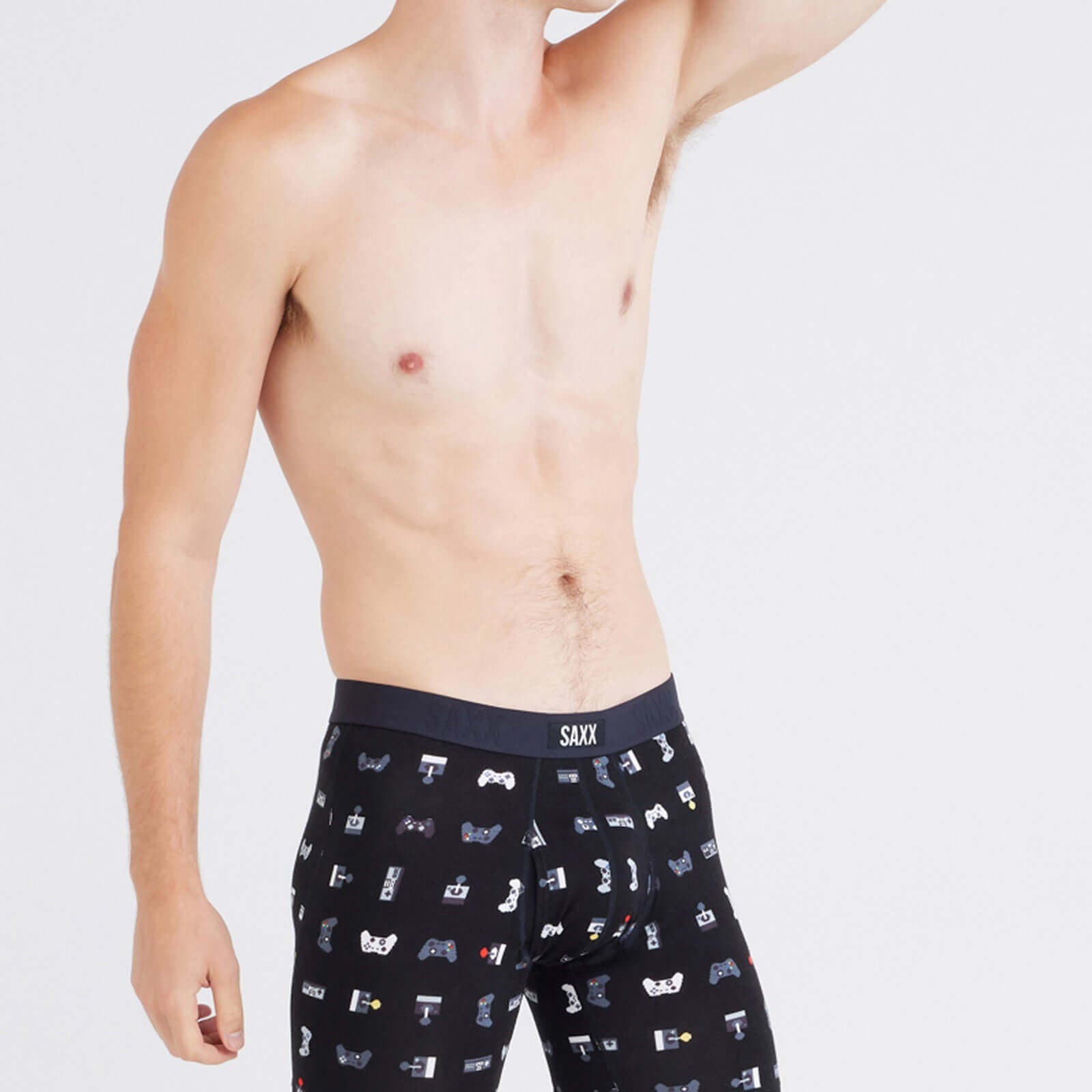Saxx Underwear Vibe Xtra Soft Comfort Boxer Brief 6" - Gamer, Black