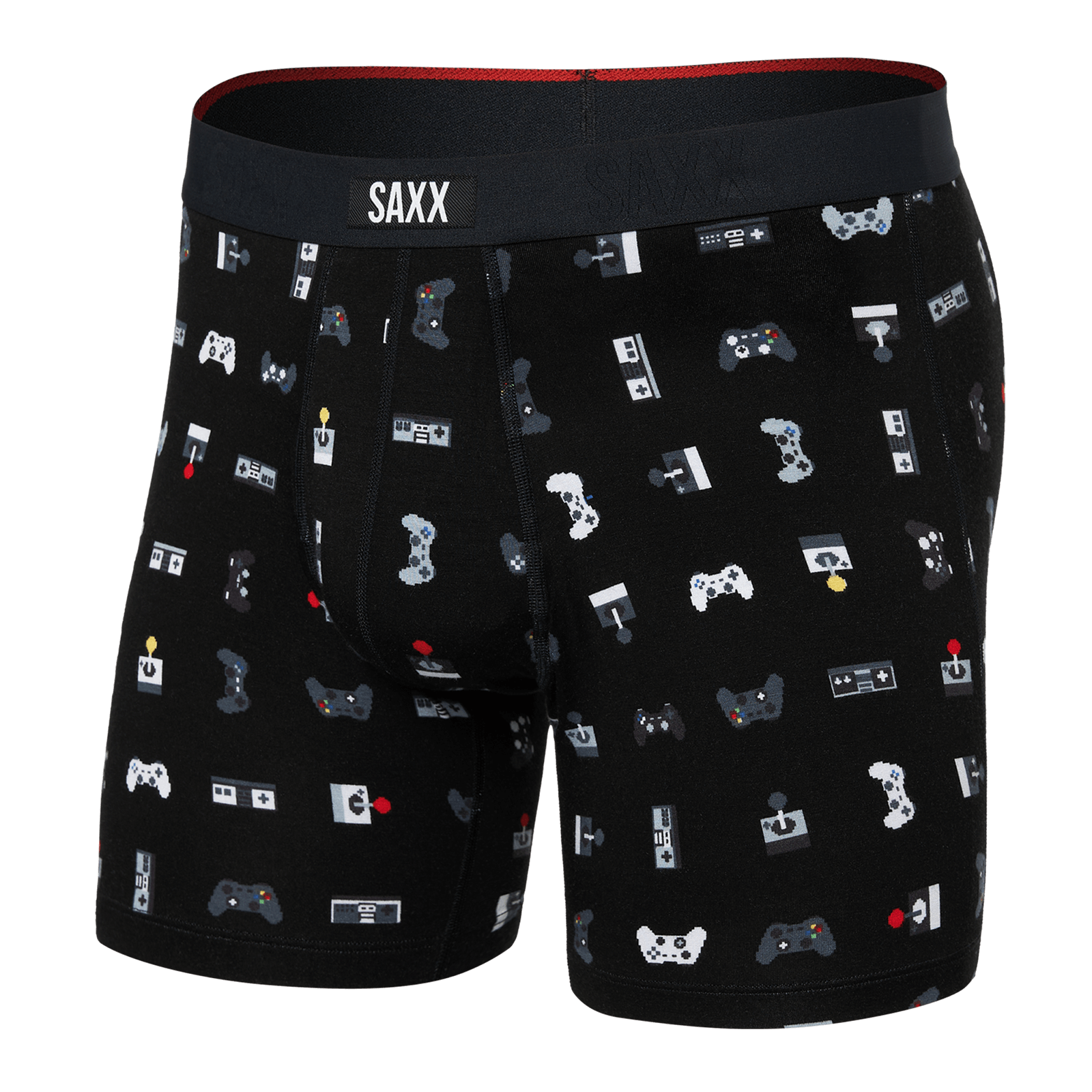 Saxx Underwear Vibe Xtra Soft Comfort Boxer Brief 6" - Gamer, Black