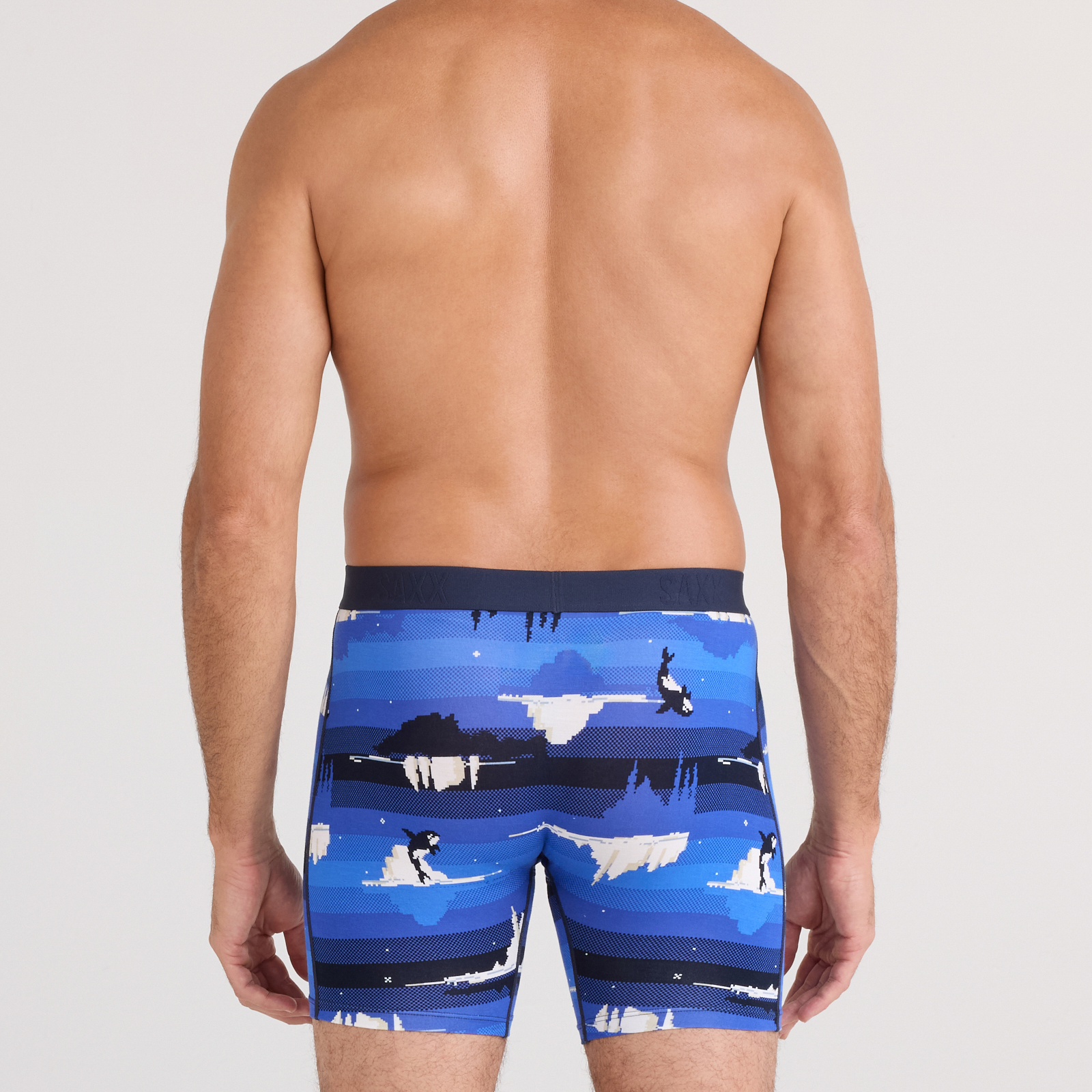 Saxx Vibe Xtra Soft Comfort Boxer Brief 6" – Iceberg Stripe, Blue