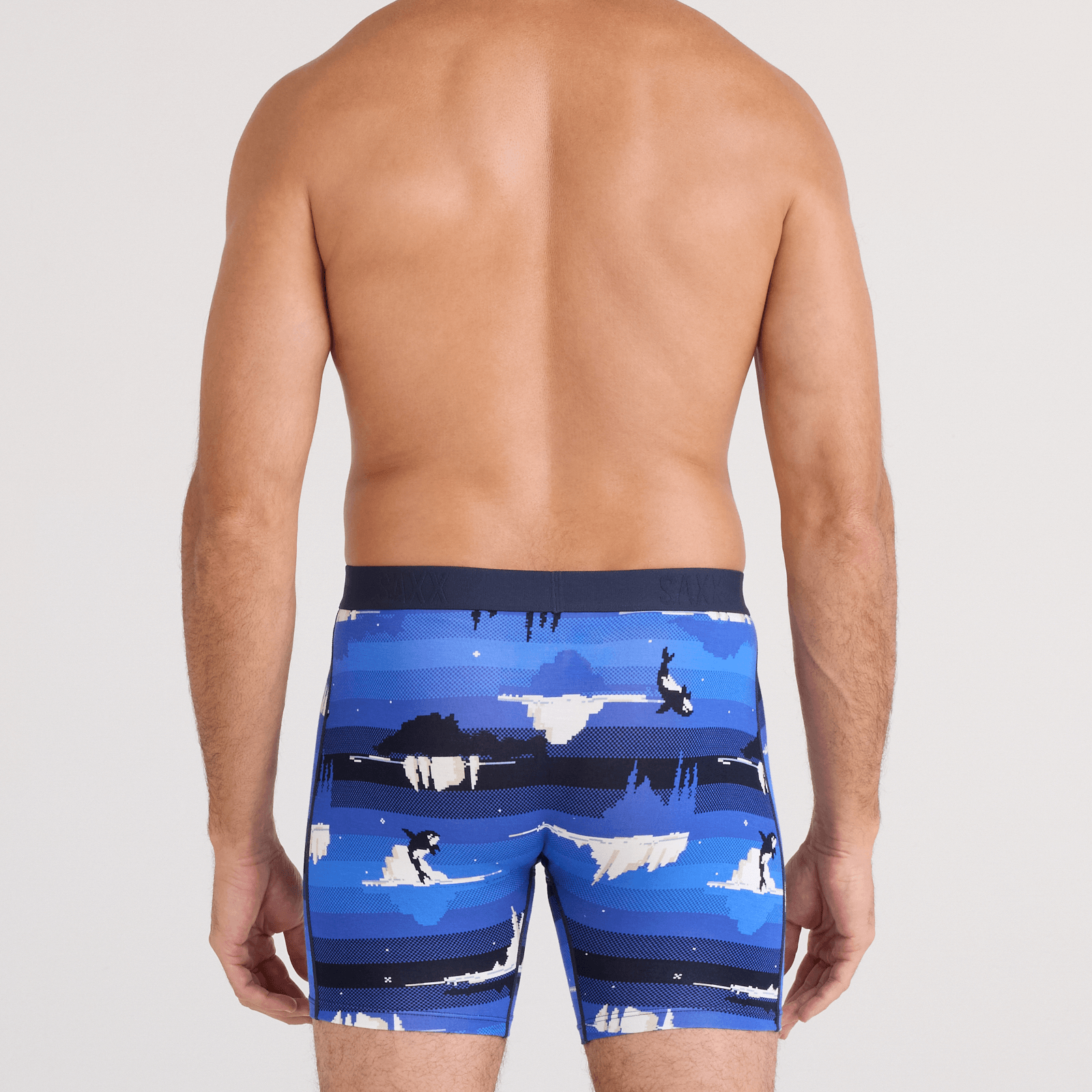 Saxx Vibe Xtra Soft Comfort Boxer Brief 6" – Iceberg Stripe, Blue