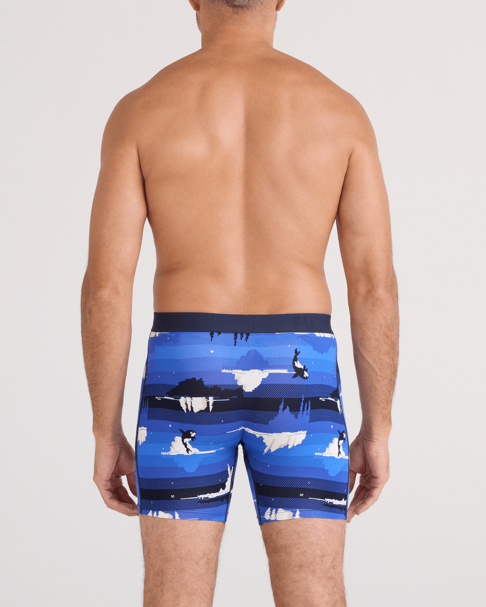 Saxx Vibe Xtra Soft Comfort Boxer Brief 6" – Iceberg Stripe, Blue