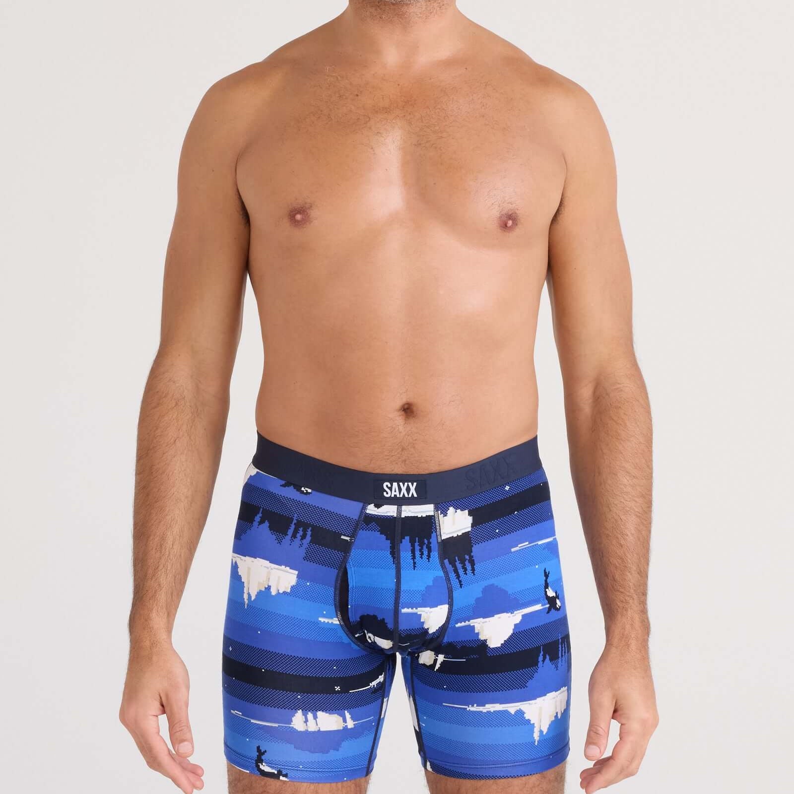 Saxx Vibe Xtra Soft Comfort Boxer Brief 6" – Iceberg Stripe, Blue