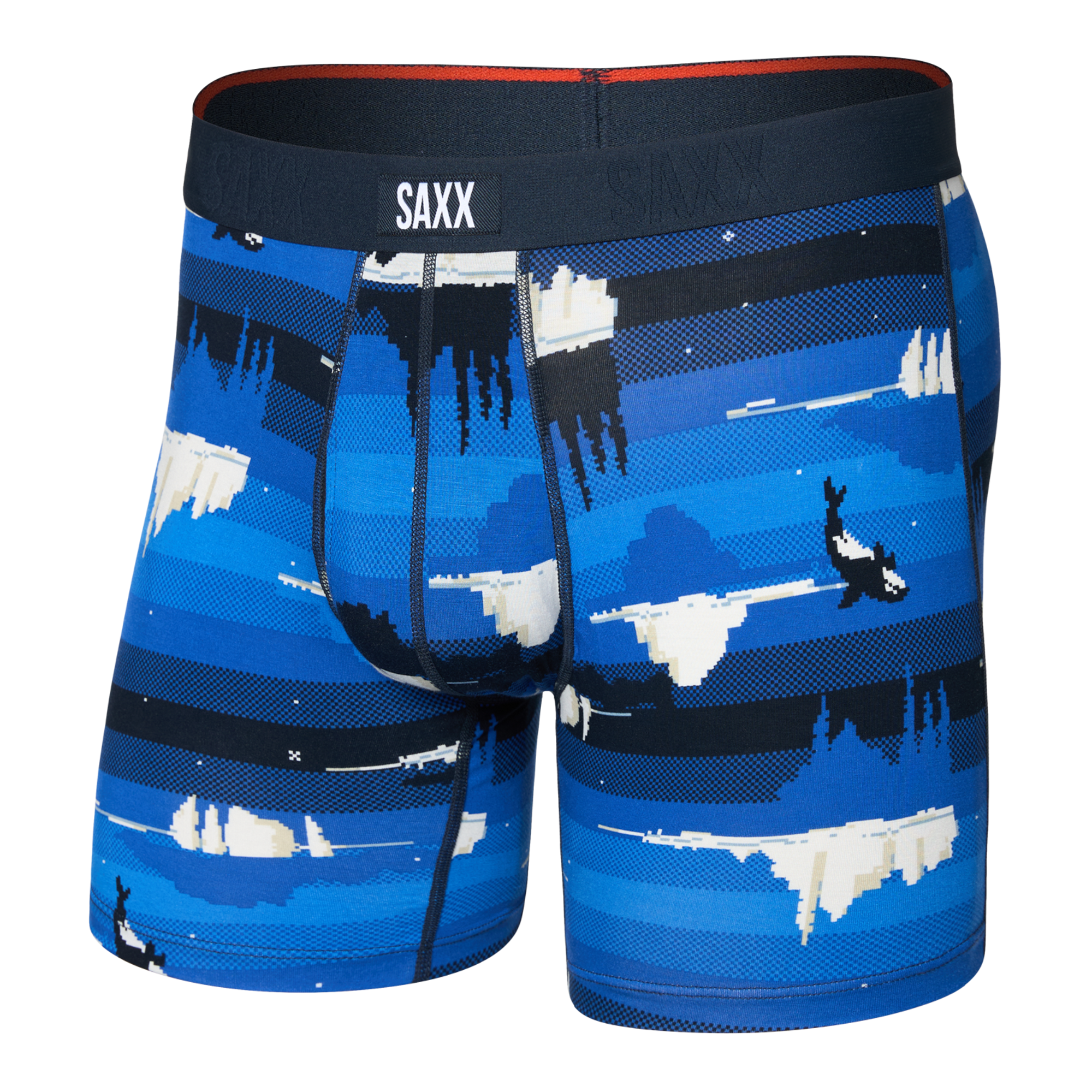 Saxx Vibe Xtra Soft Comfort Boxer Brief 6" – Iceberg Stripe, Blue