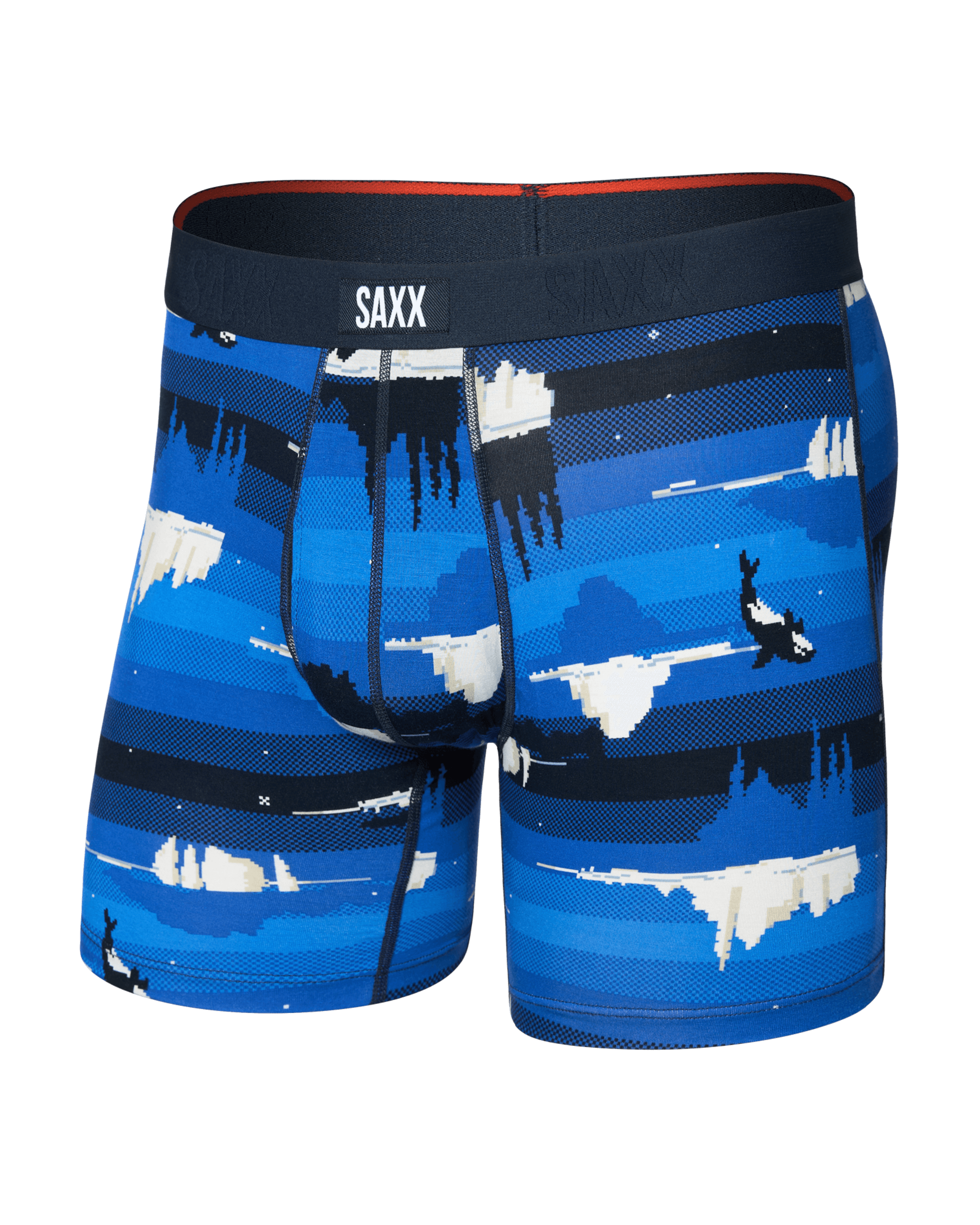 Saxx Vibe Xtra Soft Comfort Boxer Brief 6" – Iceberg Stripe, Blue