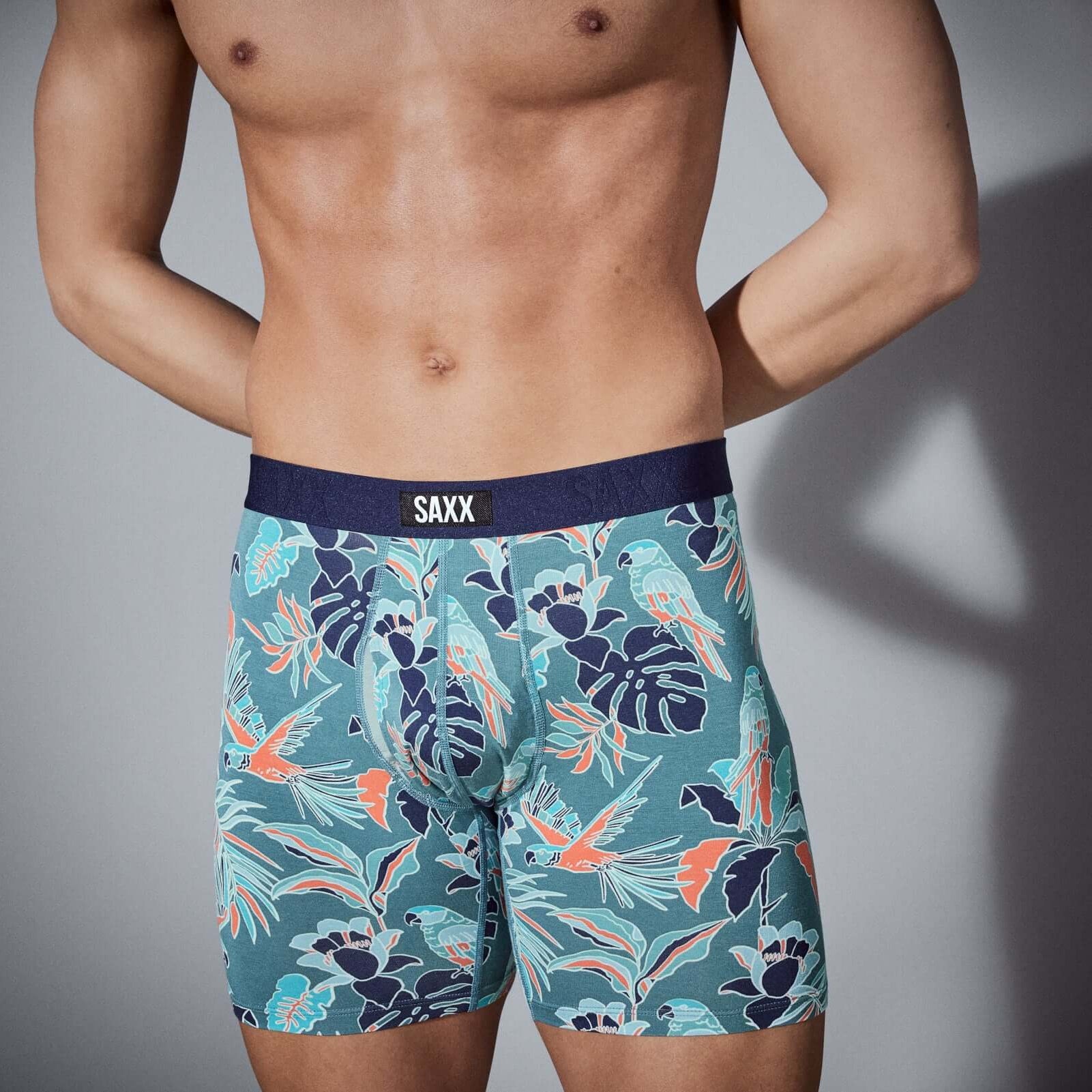 Saxx Underwear Vibe Xtra Soft Comfort Boxer Brief 6" - Island Tropics, Seascape