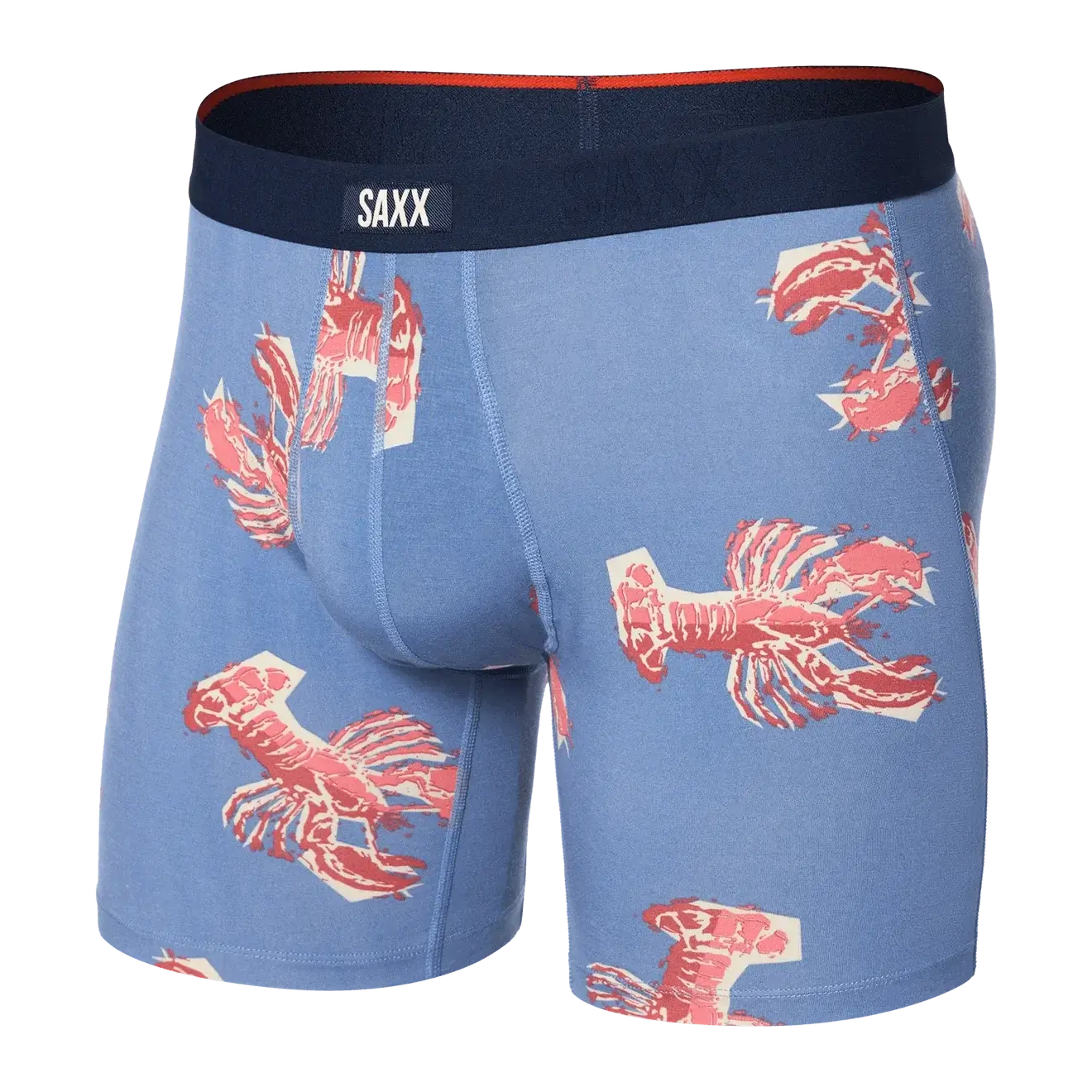 Saxx Underwear Vibe Xtra Soft Comfort Boxer Brief 6" - Lobster Boil-Tidal Blue