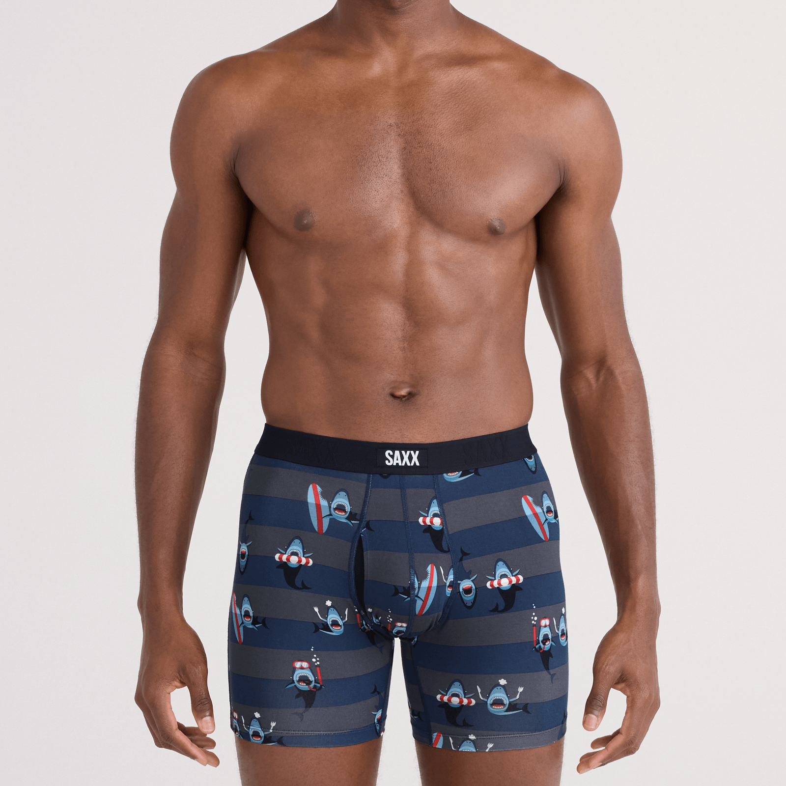 Saxx Underwear Vibe Xtra Soft Comfort Boxer Brief 6" - Shark Bite, Navy