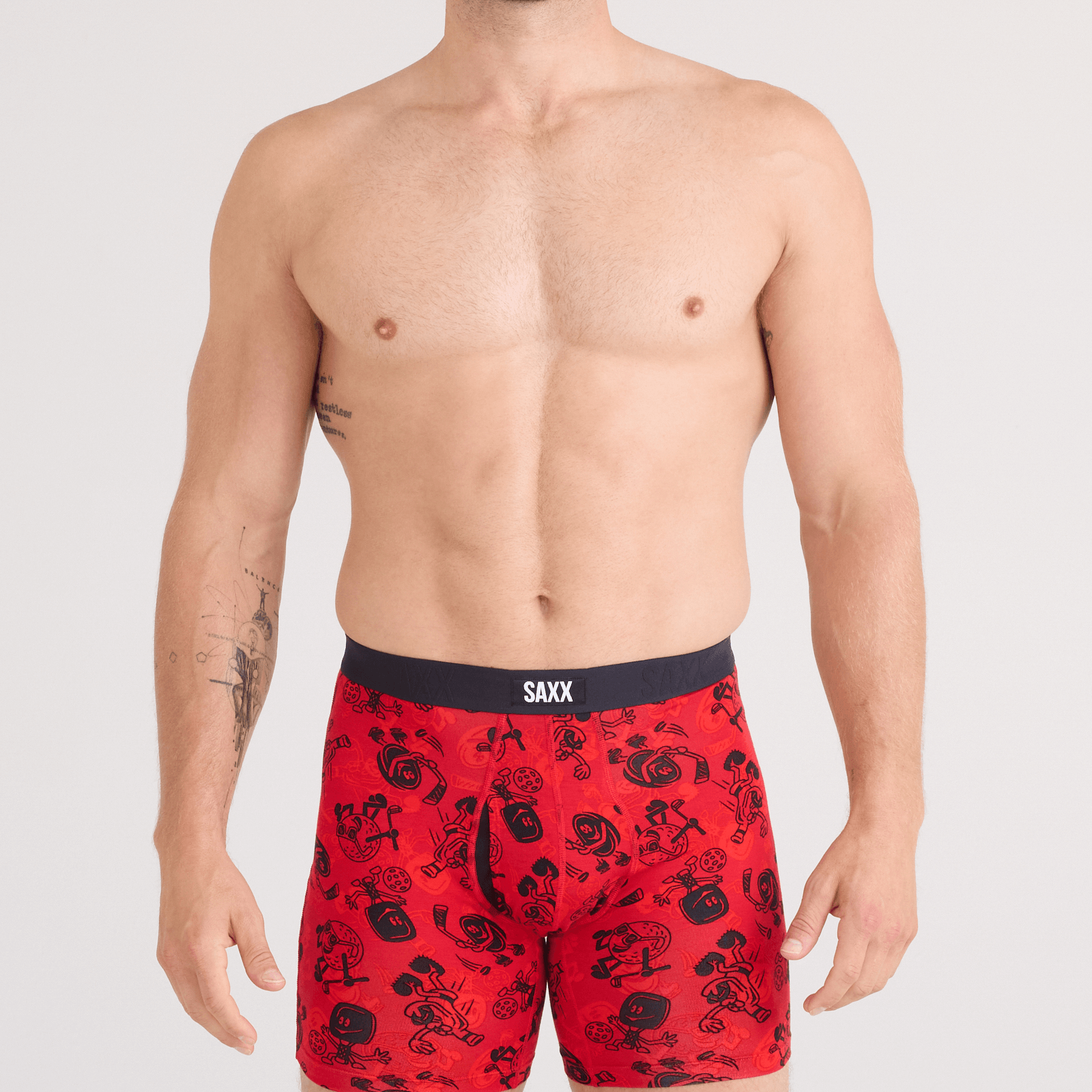 Saxx Vibe Xtra Soft Comfort Boxer Brief 6" – Sloshed Ball, Cherry