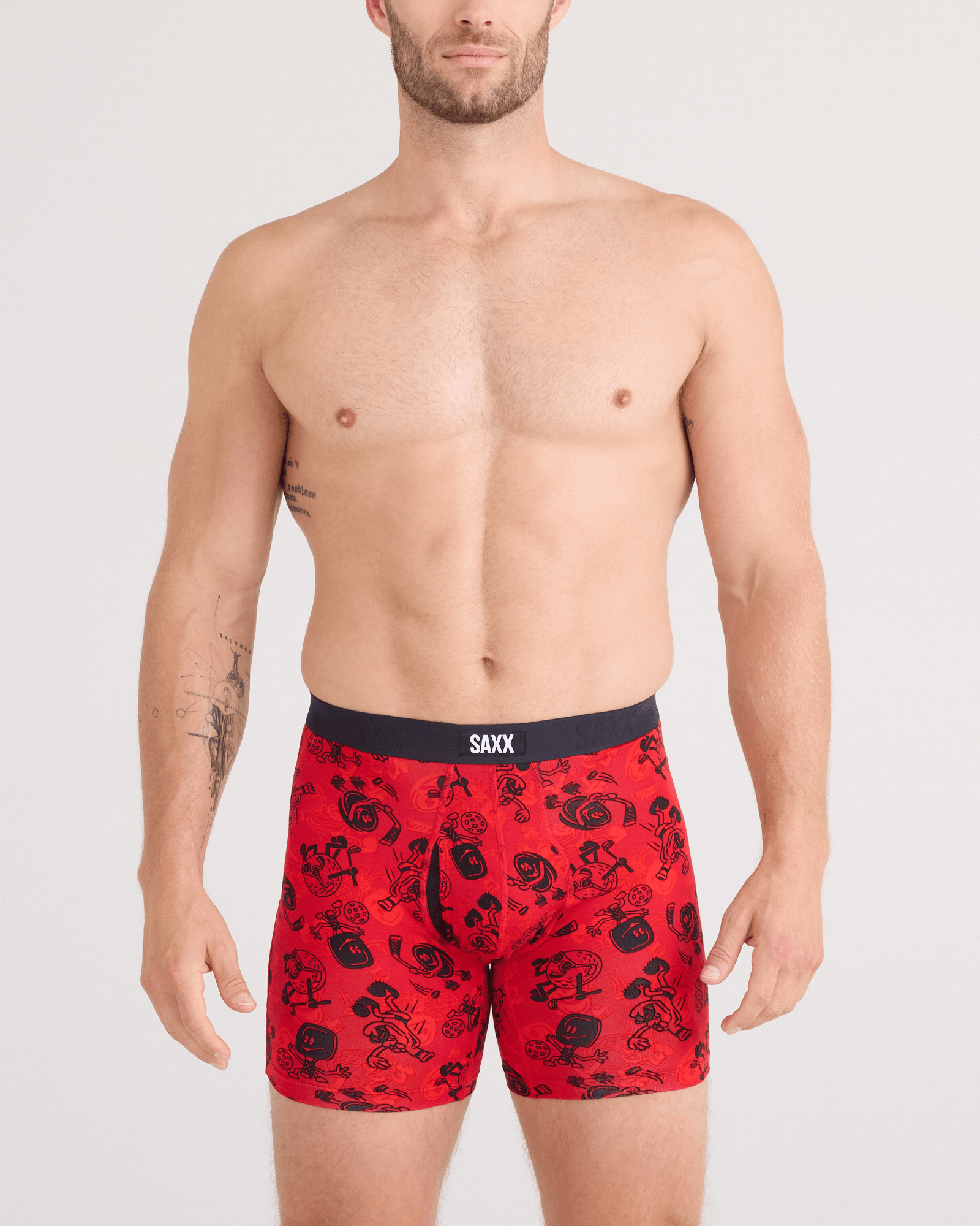 Saxx Vibe Xtra Soft Comfort Boxer Brief 6" – Sloshed Ball, Cherry