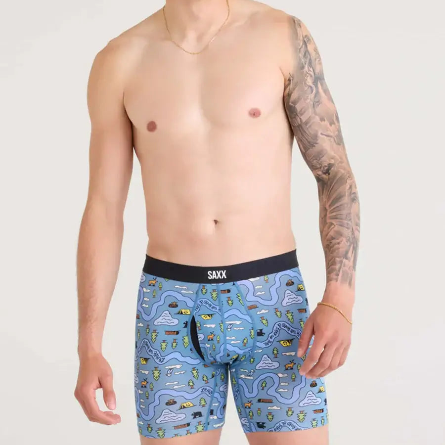 Saxx Underwear Vibe Xtra Soft Comfort Boxer Brief 6" - Take The Trail-Slate