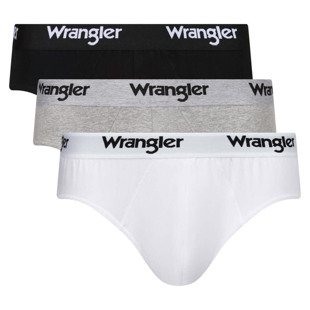 Wrangler Men’s Norrie Briefs Underwear – 3 Pack (Black, White, Grey)