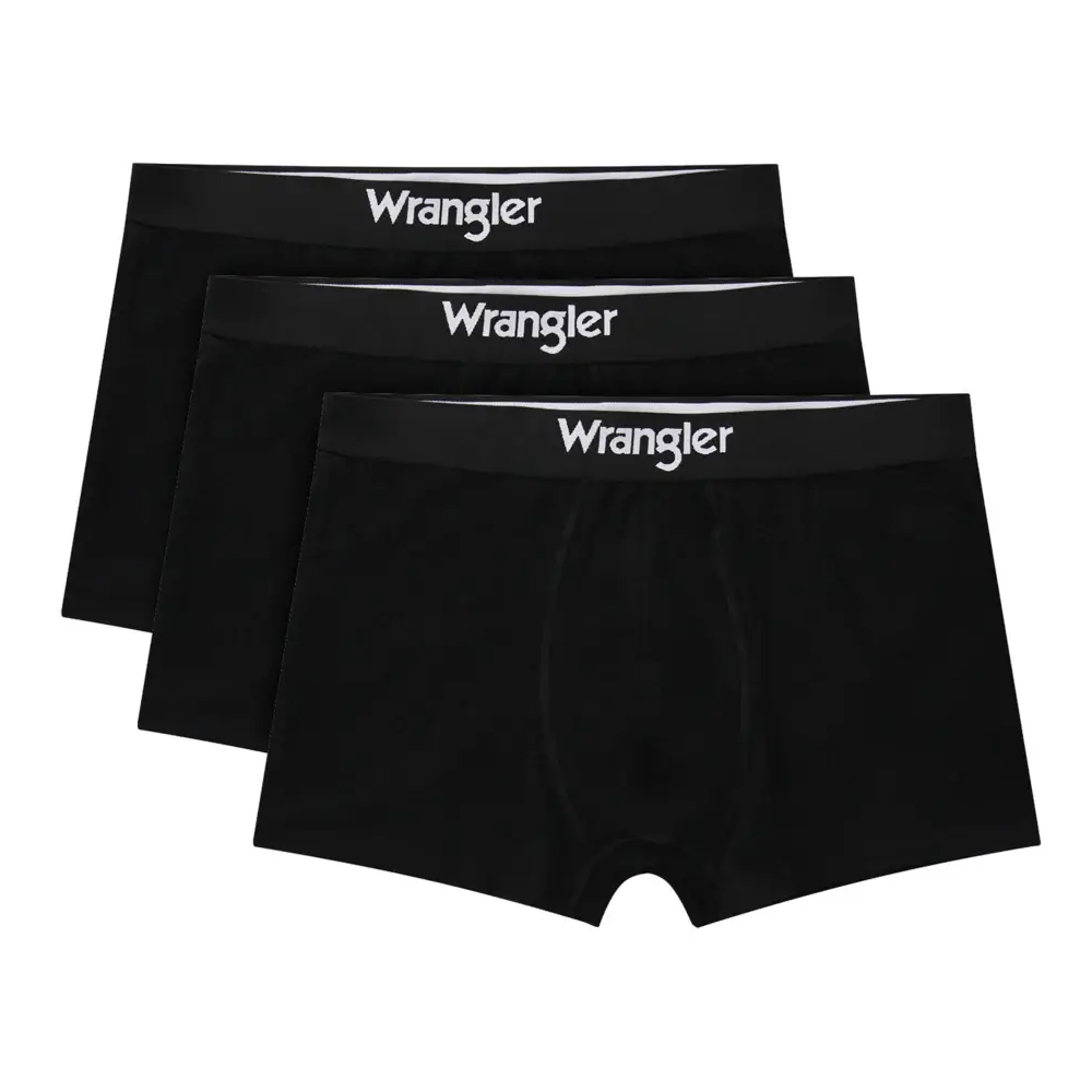 Wrangler Men’s Stretch Cotton 3 Pack Trunks | Black – Lightweight & Breathable Boxer