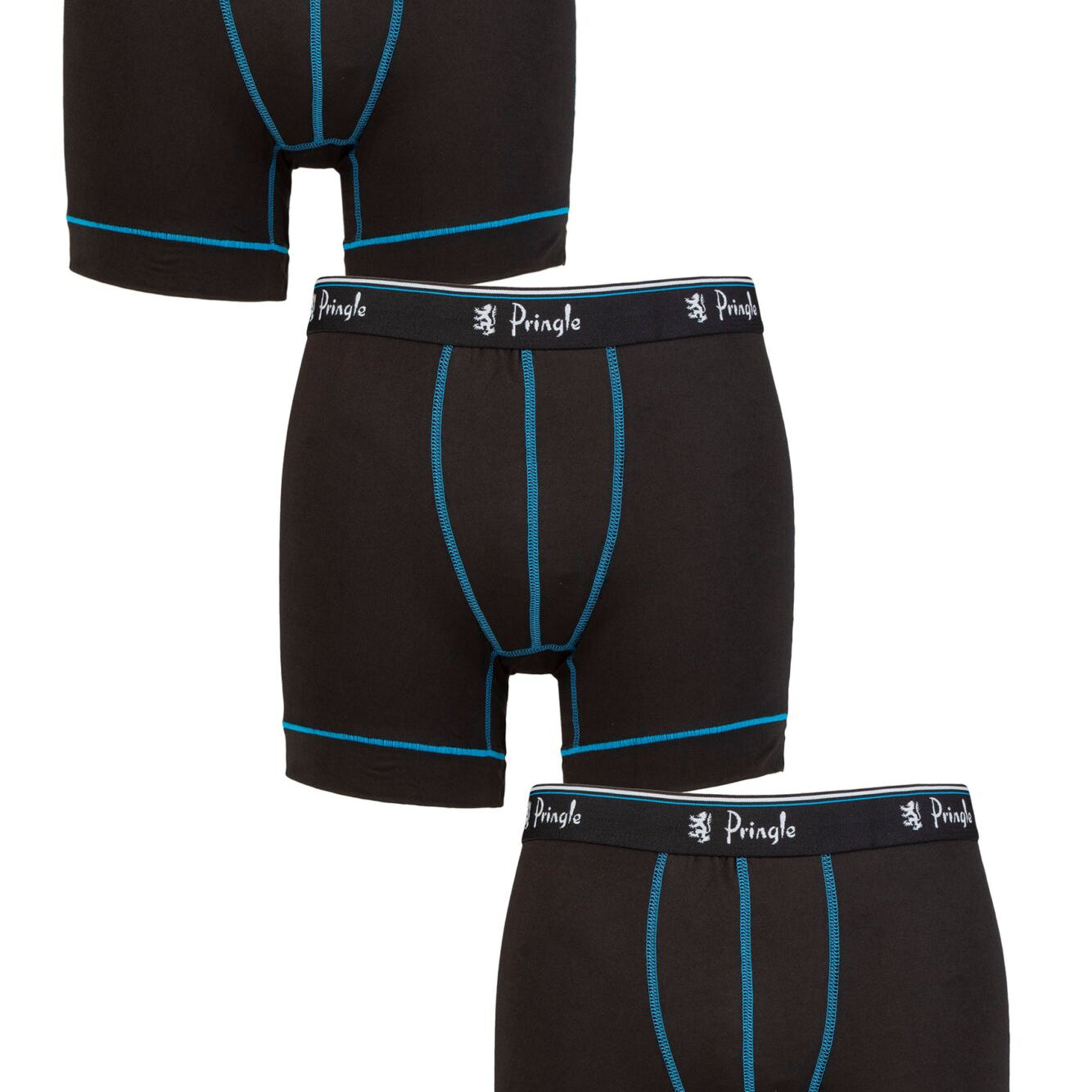 Pringle 3 Pack Men's Performance Sports Trunks - Black Boxers