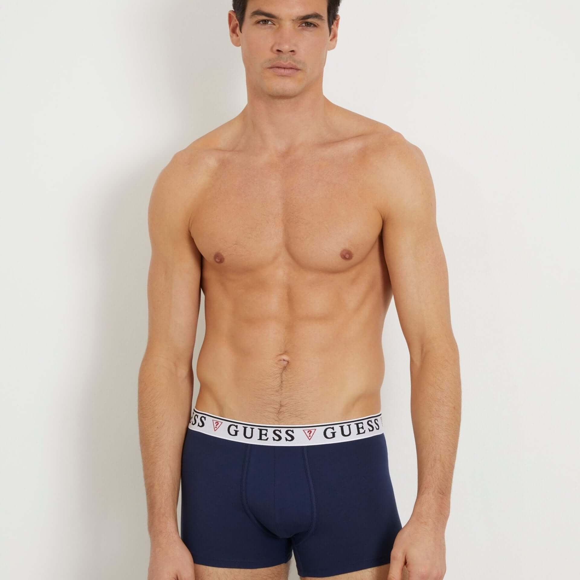 Guess 3 Pack Boxer Trunks - Red, Black, Blue ( Organic Cotton )
