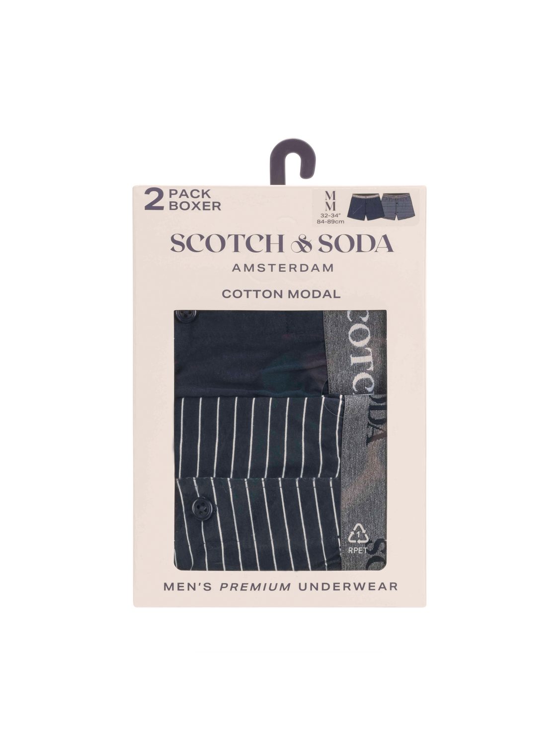 Scotch & Soda 2 Pack Cotton Modal Button Boxers Navy - image 1