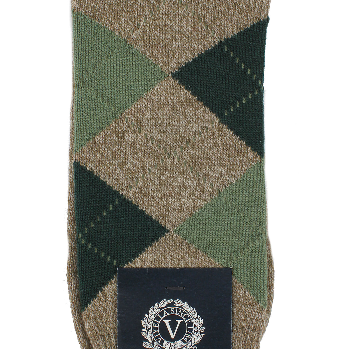 Viyella men's merino wool argyle mid-calf socks made in England - Beige