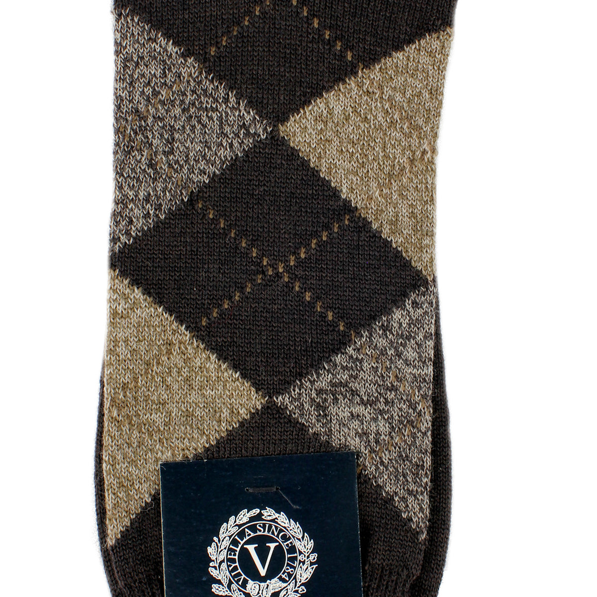 Viyella men's merino wool argyle mid-calf socks made in England - Brown