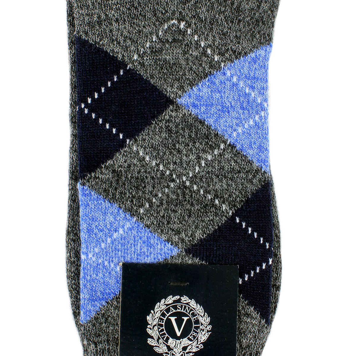 Viyella men's merino wool argyle mid-calf socks made in England - Mid Grey