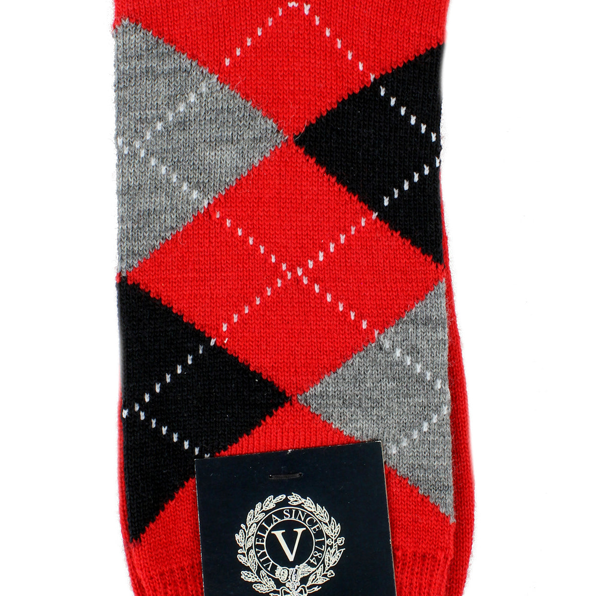 Viyella men's merino wool argyle mid-calf socks made in England - Poppy