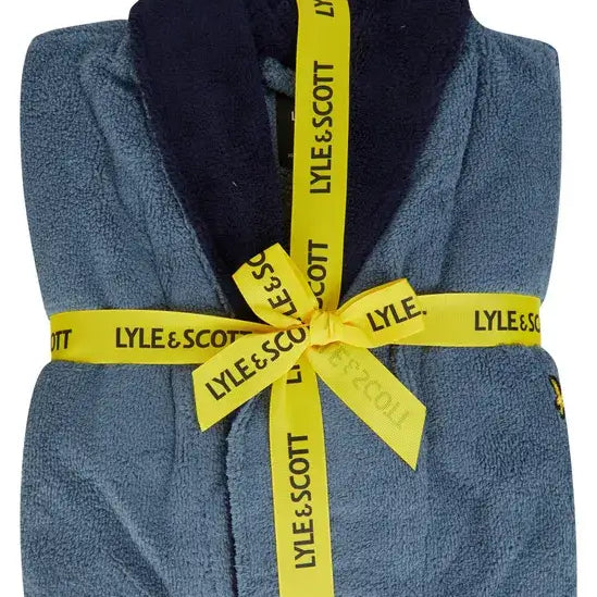 Lyle & Scott Adrian Contrast Collar And Belt Bath Robe - Blue