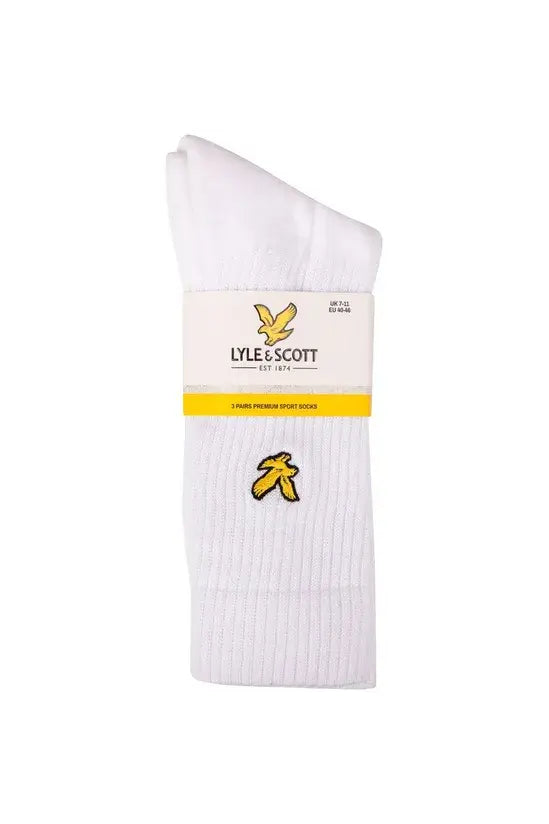 Lyle & Scott 3 Pack Hamilton Sport Socks - White