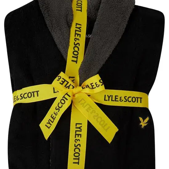 Lyle & Scott Adrian Bath Robe – Contrast Collar & Belt in Black