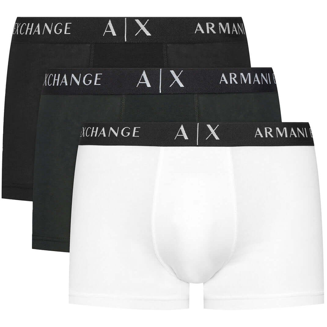 Armani Exchange 3 Pack Trunks Stretch Cotton - White/Black/Jet Set