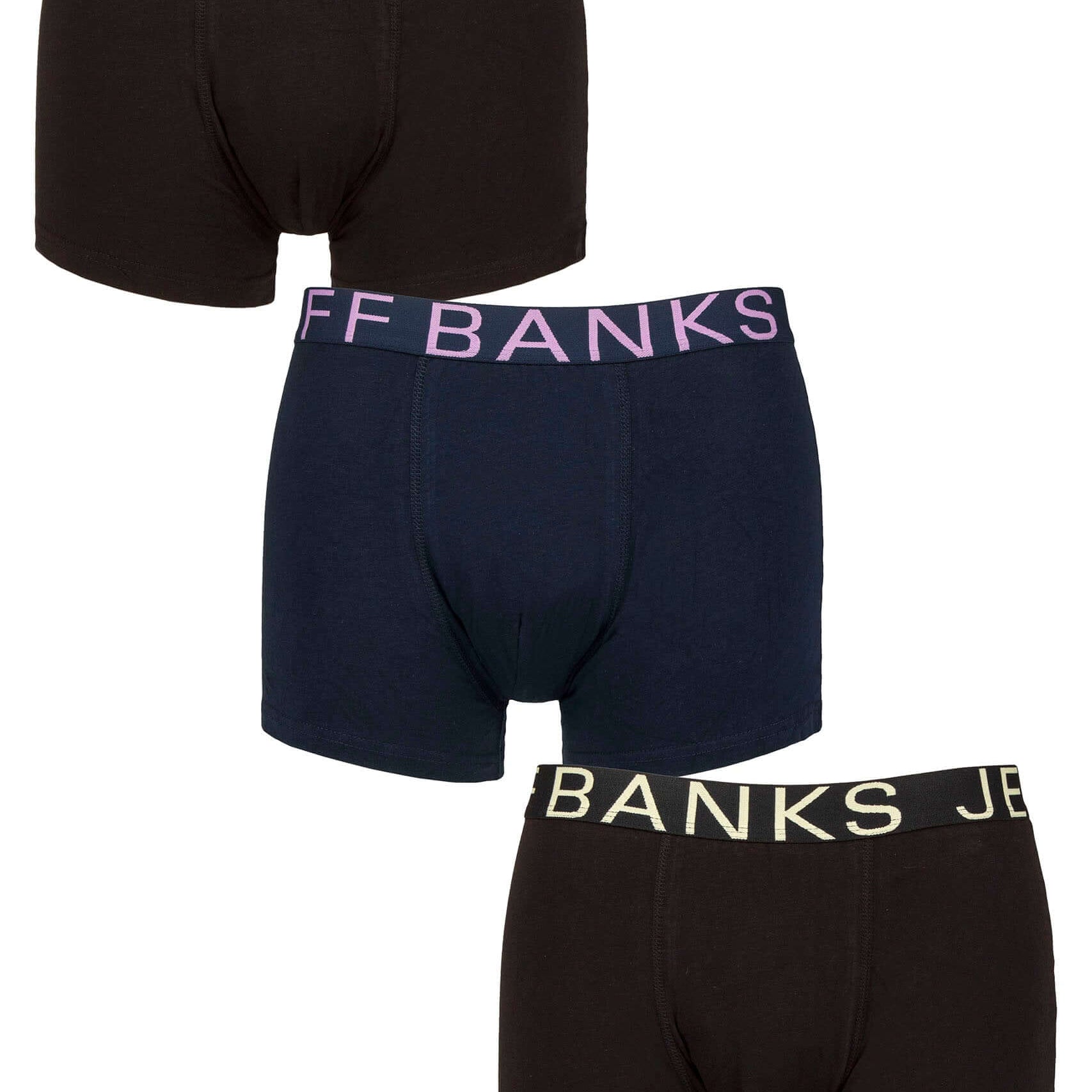Jeff Banks Plain Cotton Boxer Trunks – 3 Pack – Stretch Jersey
