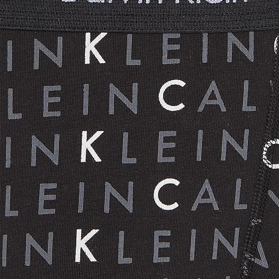 Calvin Klein 3 Pack Cotton Stretch – Normal Rise Trunks ( Black Allover Logo )